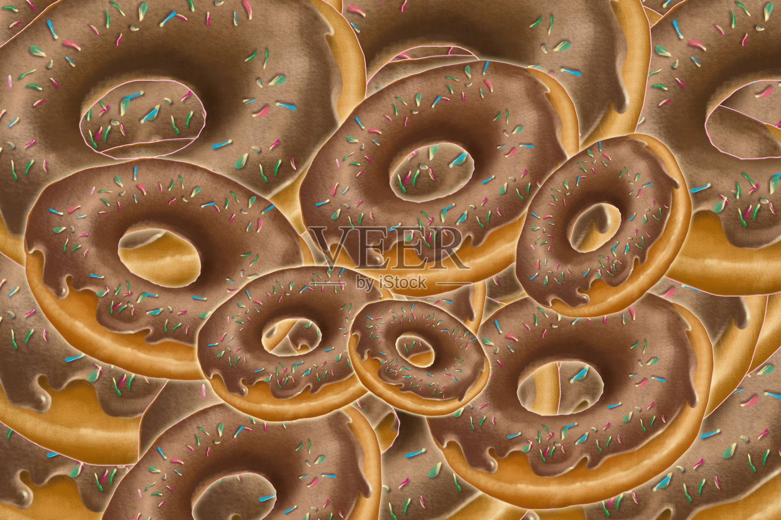 巧克力甜甜圈图案设计元素图片