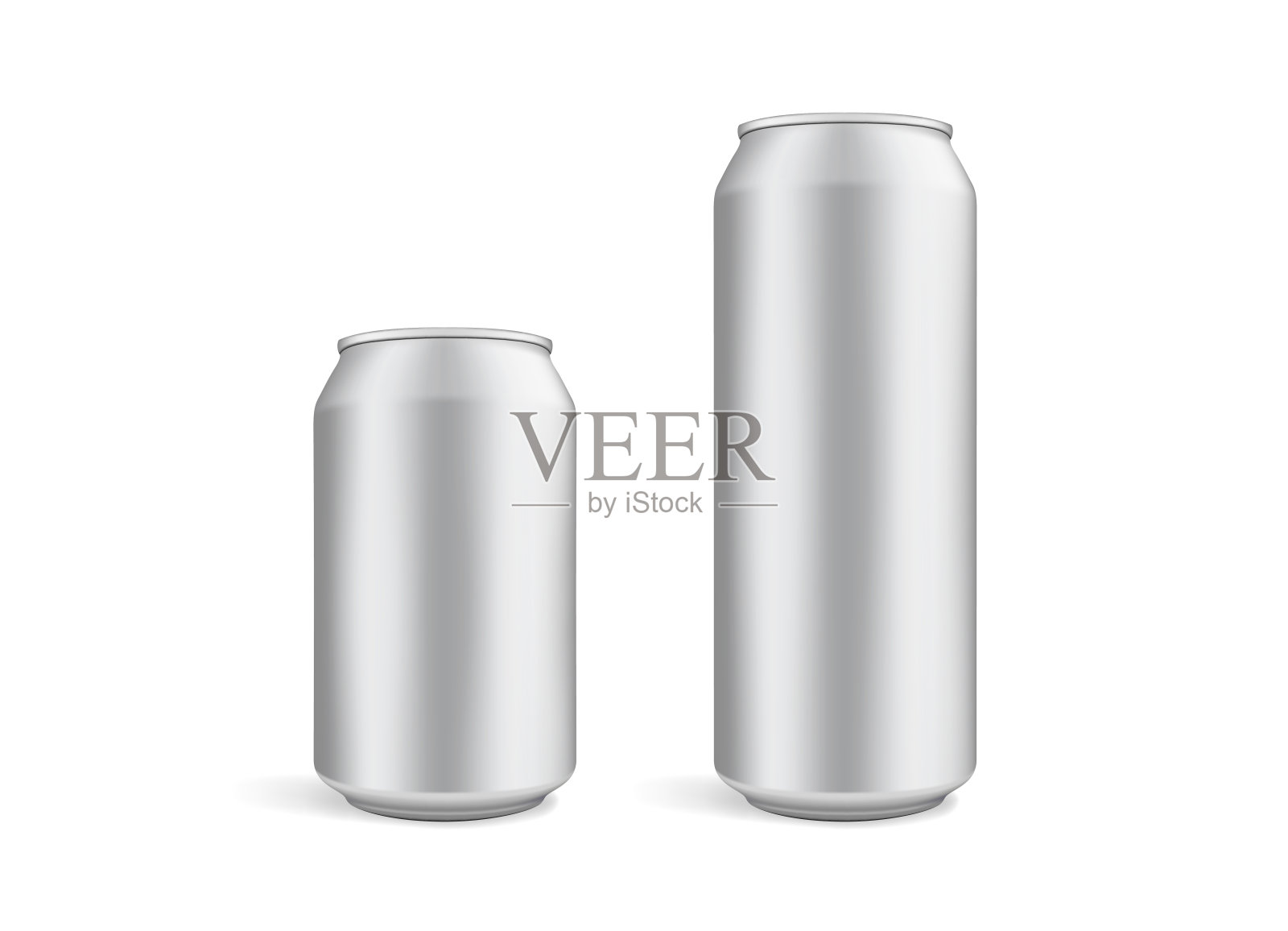 大的和小的啤酒罐与水滴隔离在白色背景矢量模拟设计元素图片
