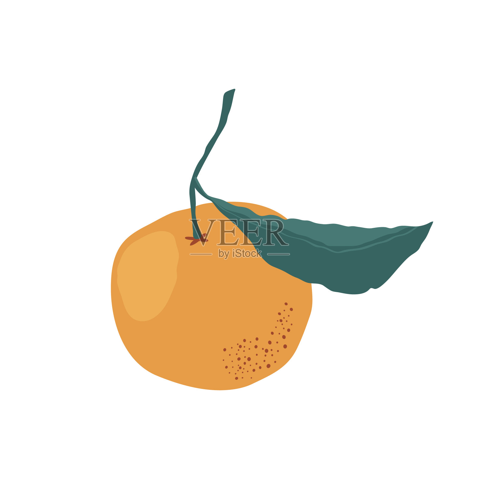 在一个平坦的风格中，整个橙色的叶子和碎片被孤立在白色的背景上。向量股票插图设计元素图片