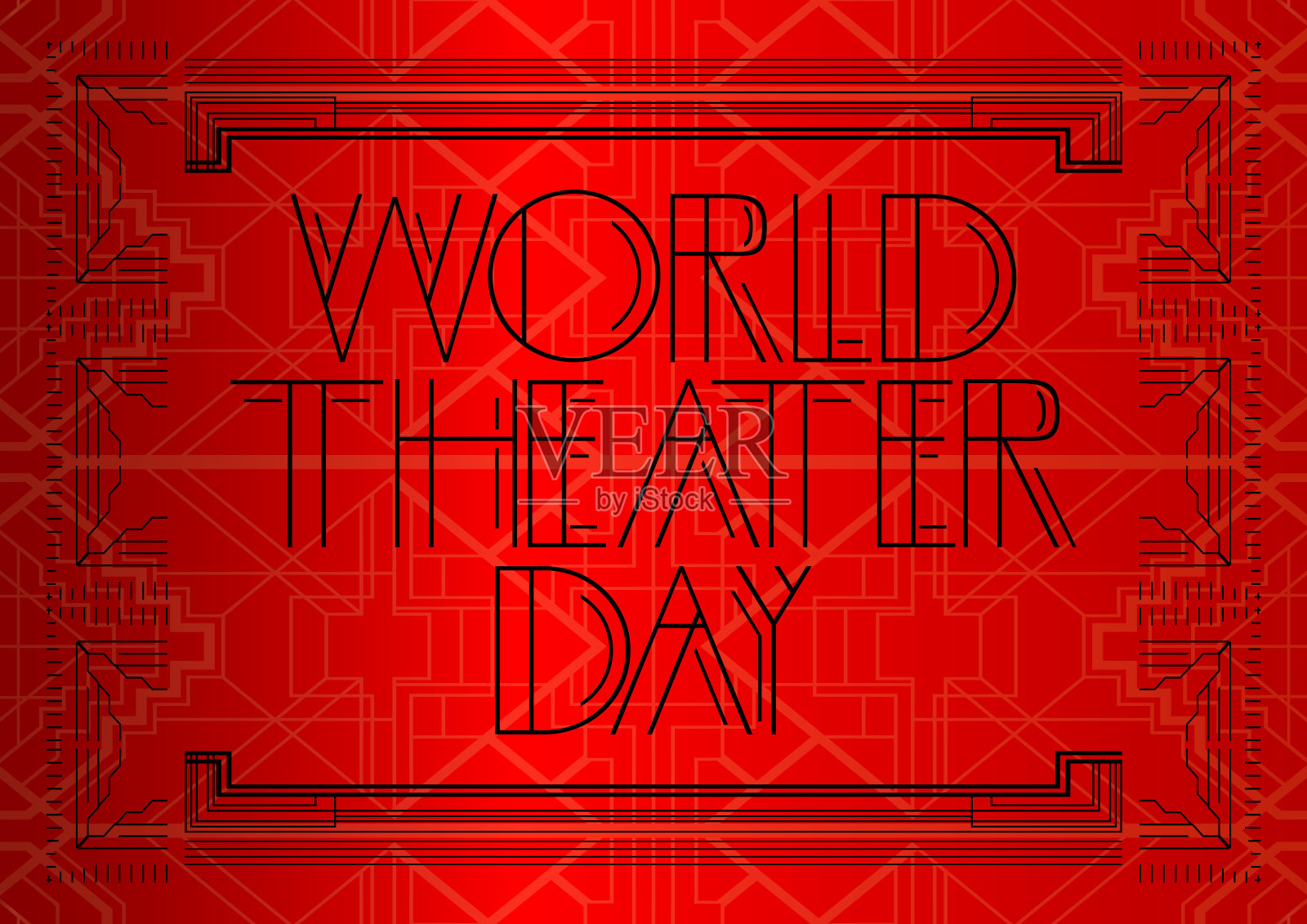 世界戏剧日的标志用古老的字母写着。插画图片素材