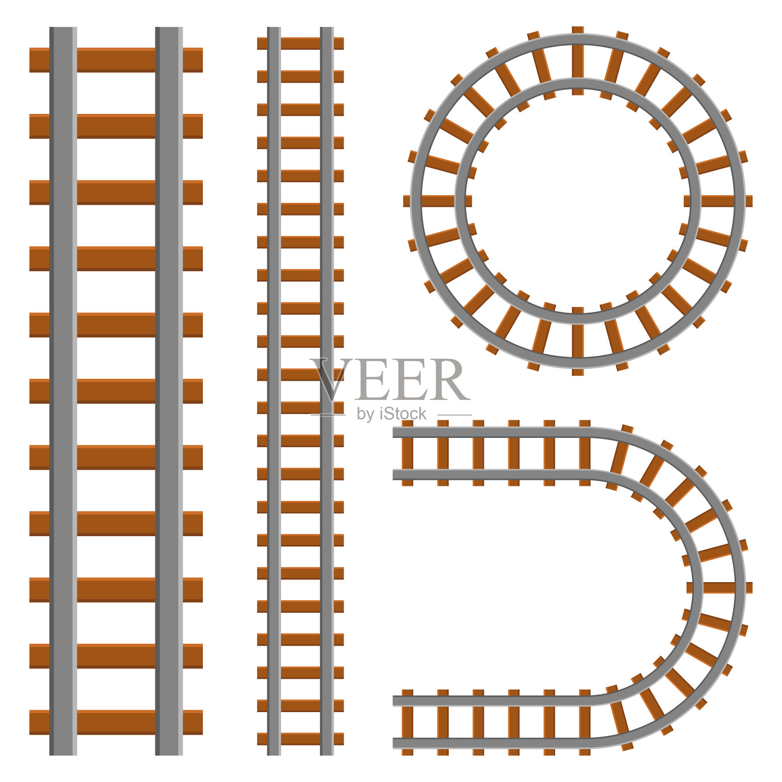 铁路设置矢量设计插图孤立在白色背景插画图片素材