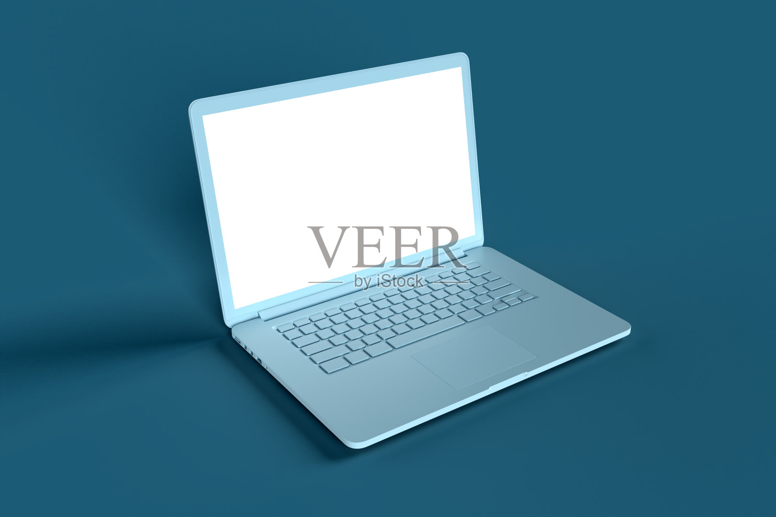空屏幕笔记本电脑，最小的技术概念，蓝色背景照片摄影图片