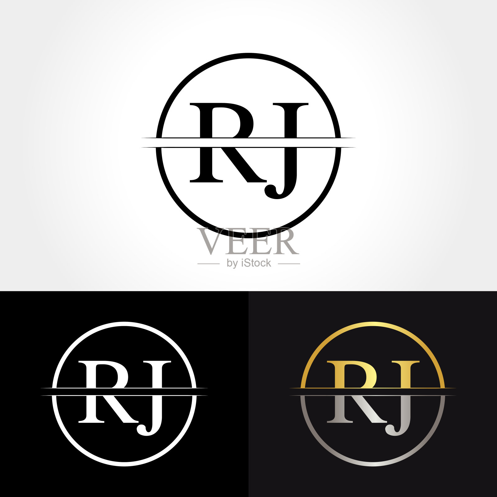 抽象字母RJ标志设计矢量模板。RJ字母标志设计插画图片素材