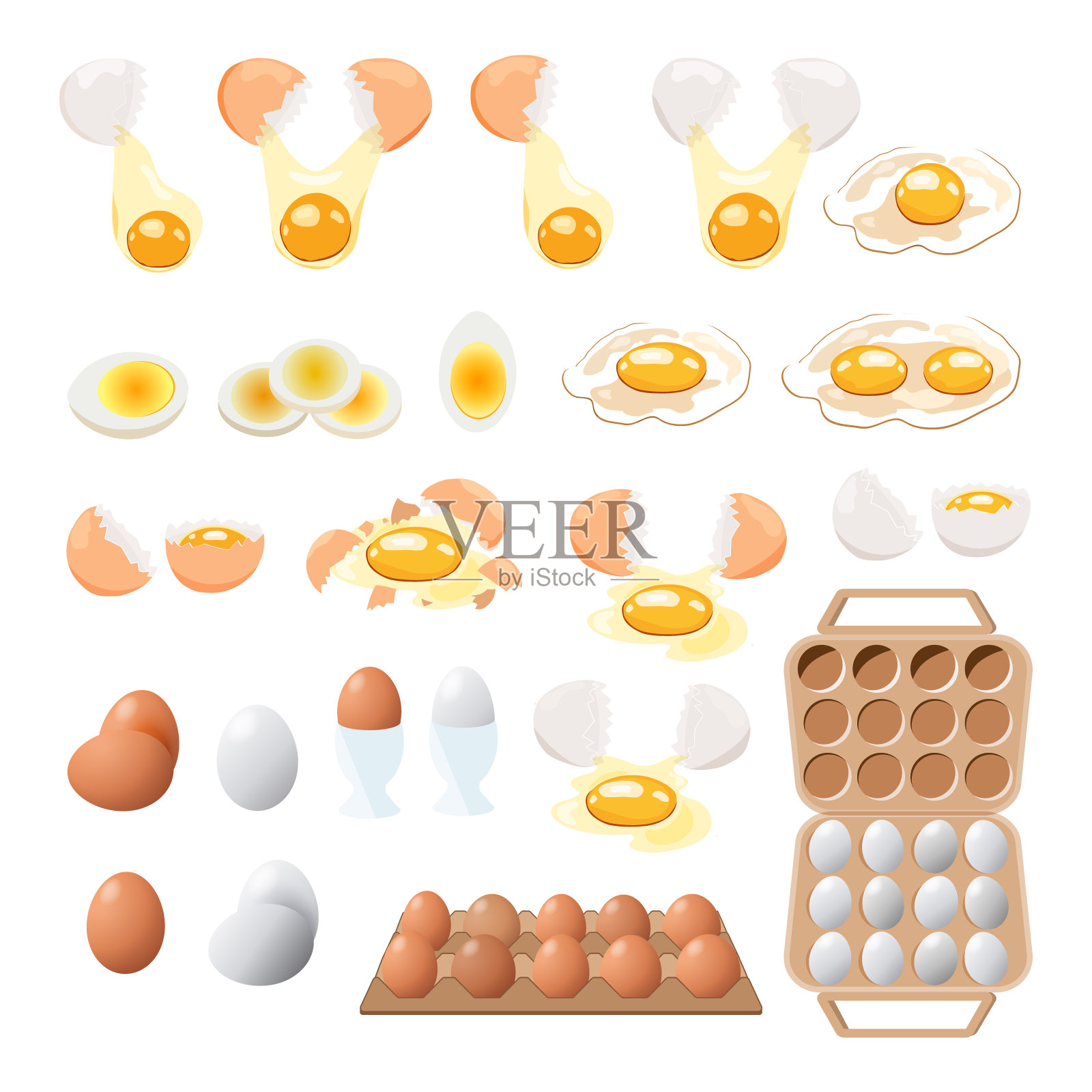 煎蛋。快餐。做午餐、晚餐或早餐。自然的产品。煮熟的煎蛋卷。插画图片素材