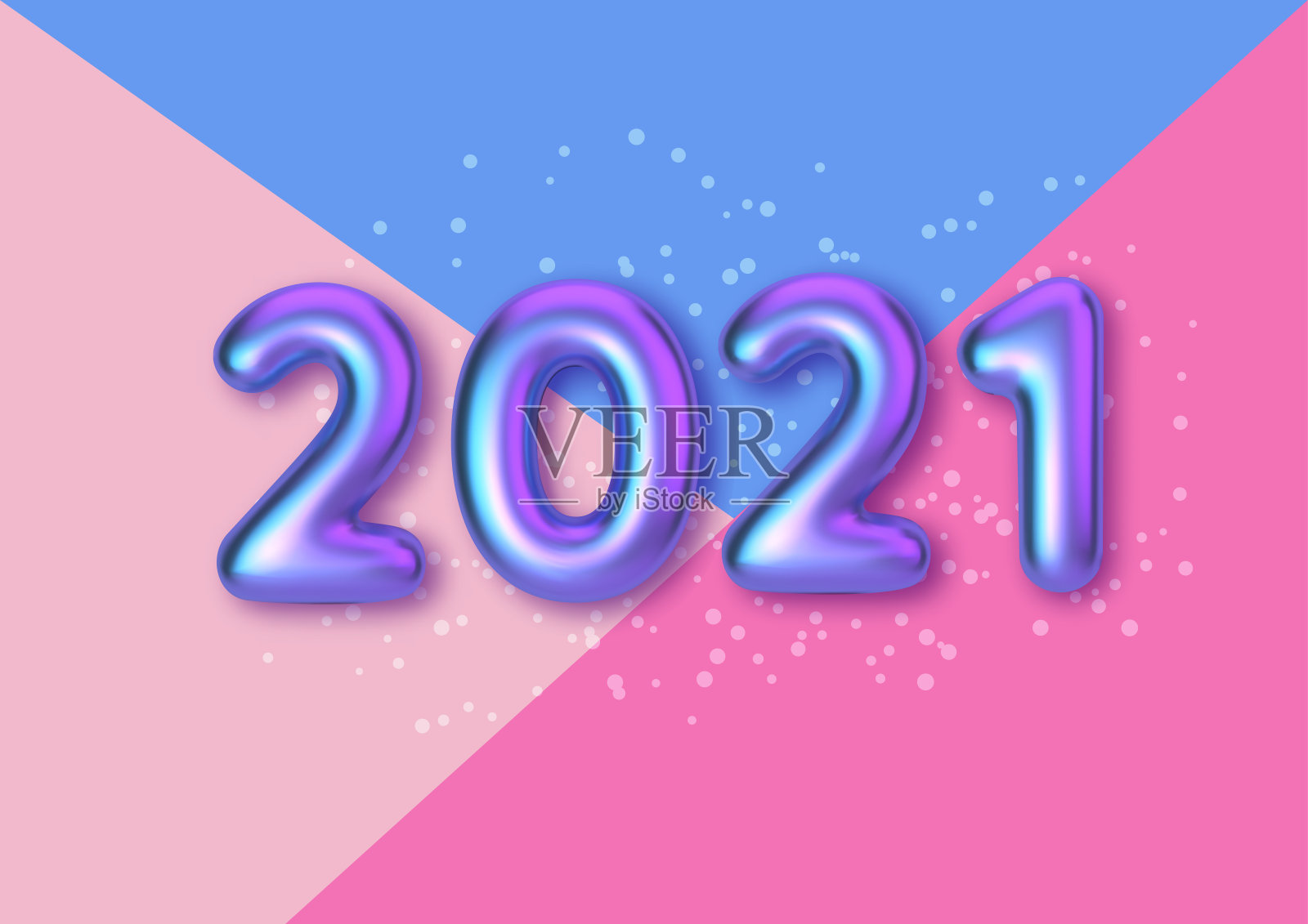 2021年新年快乐。背景逼真的彩色文字气球。水平模板的产品，广告，网页横幅，传单，证书和明信片。矢量插图。插画图片素材