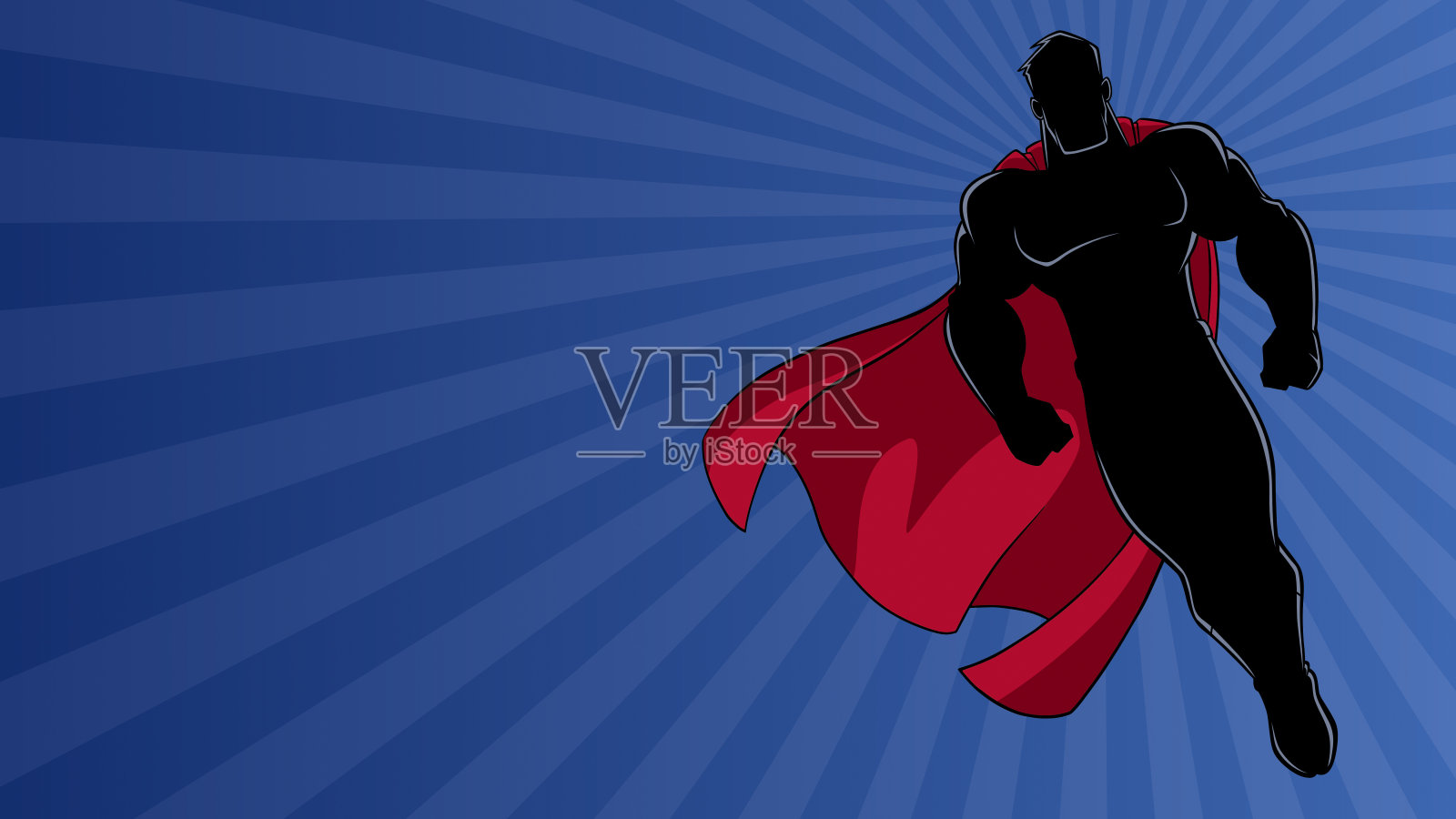 超级英雄飞行光线背景2剪影插画图片素材