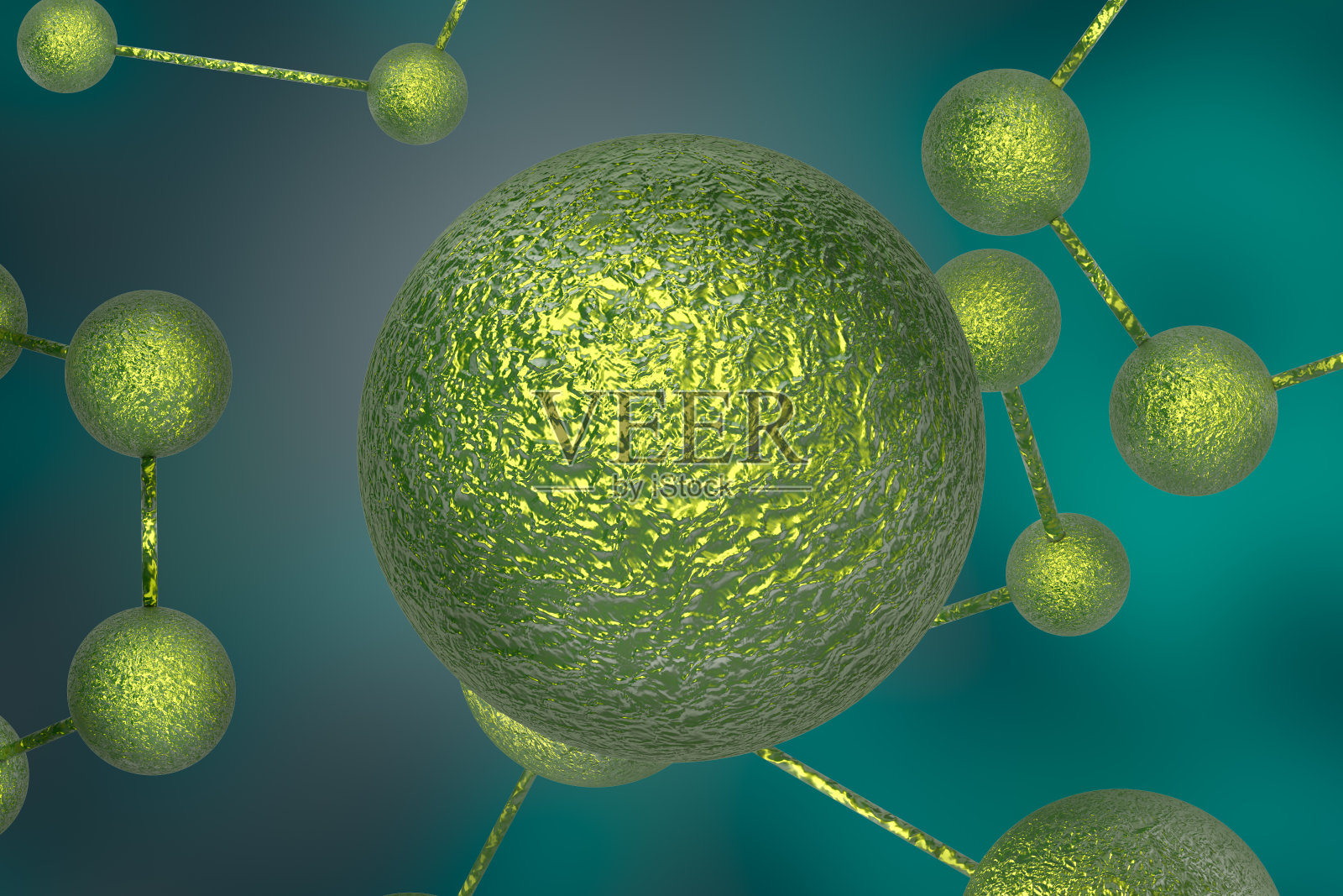 绿色病毒的3D渲染详细视图照片摄影图片