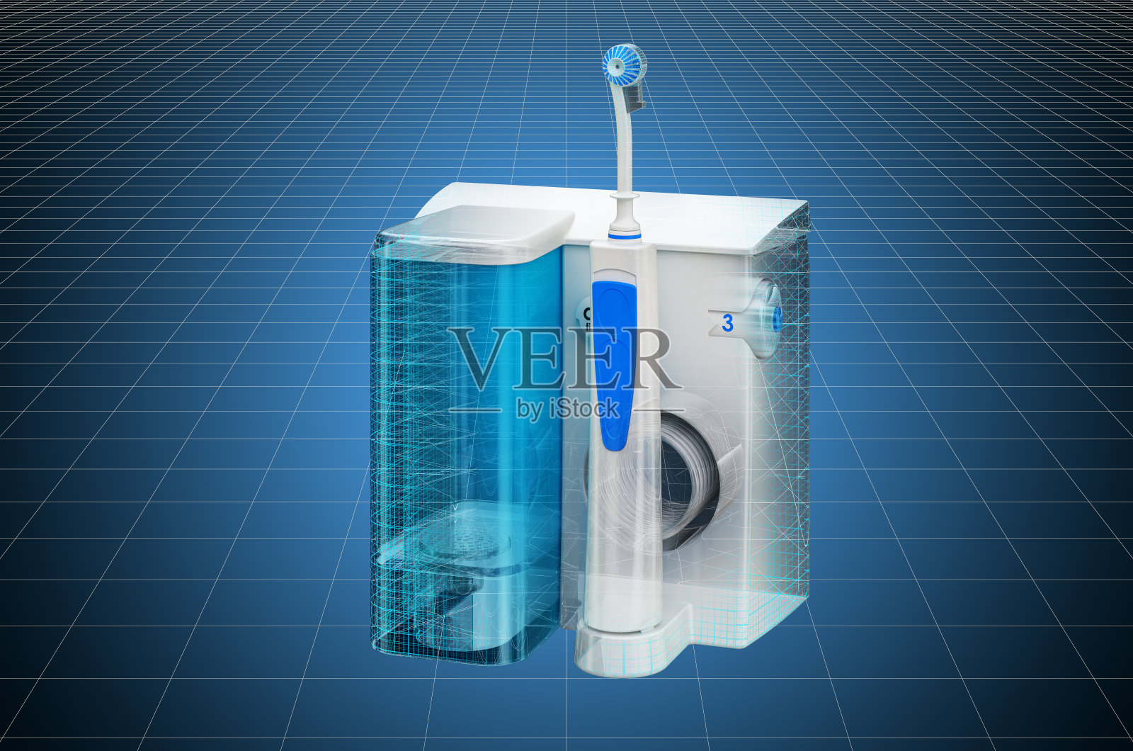 水牙线、口腔冲洗器三维可视化cad模型。三维渲染照片摄影图片
