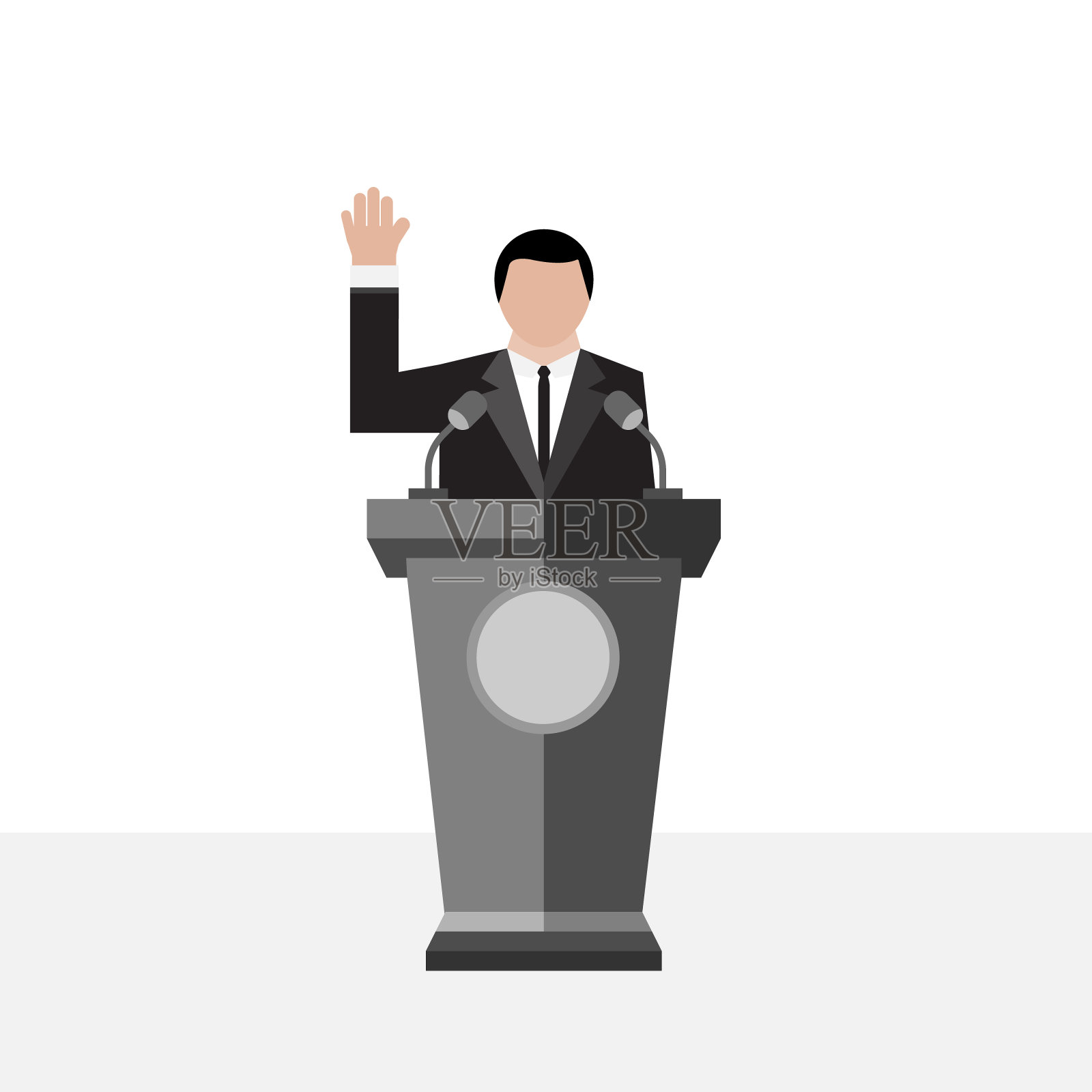 商业会议载体，政治会议。一名男子在讲台上向公众演讲支持者举手表决设计元素图片