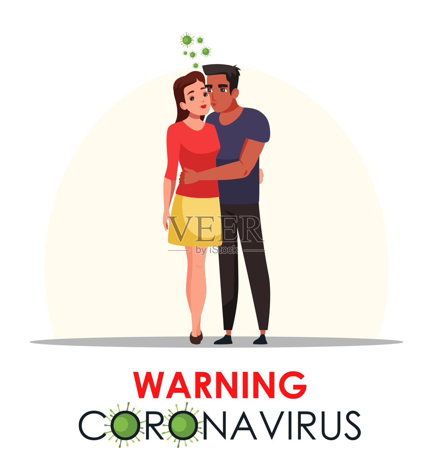 矢量插图警告冠状病毒场景设计元素图片