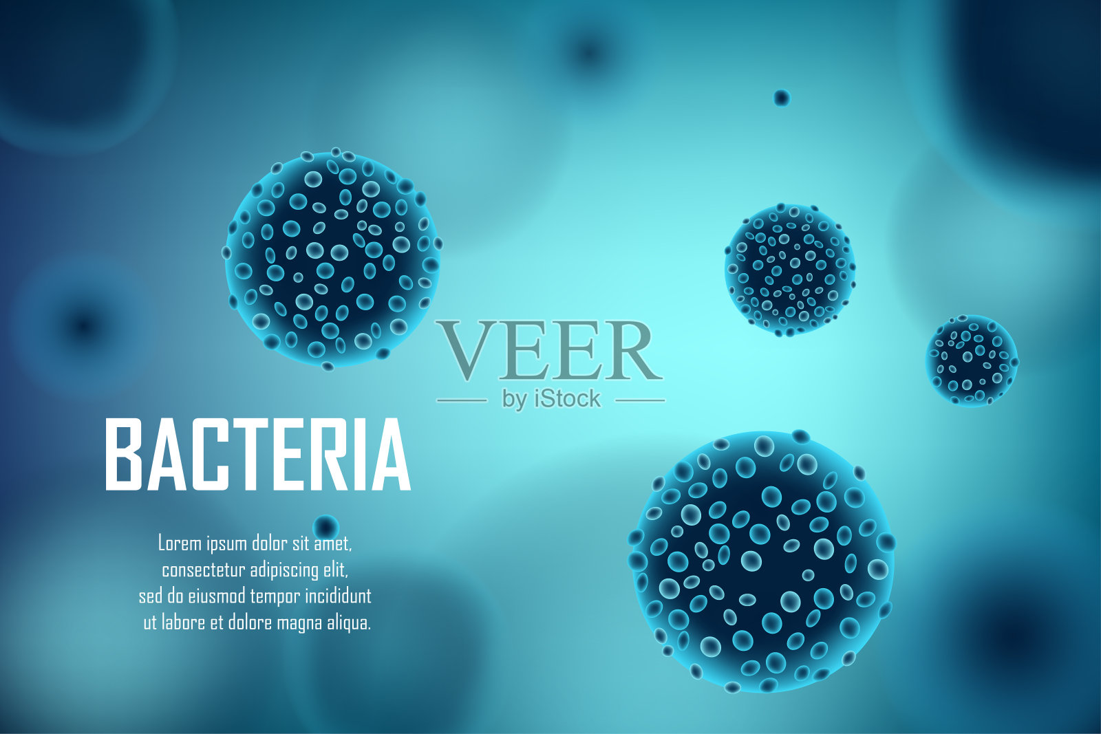 细菌和双歧杆菌细胞摘要载体。生物医学广告概念横幅设计。病毒和细菌细胞医学分子插图插画图片素材