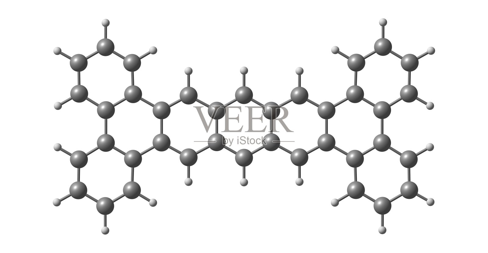 四苯并五苯分子结构孤立于白色照片摄影图片