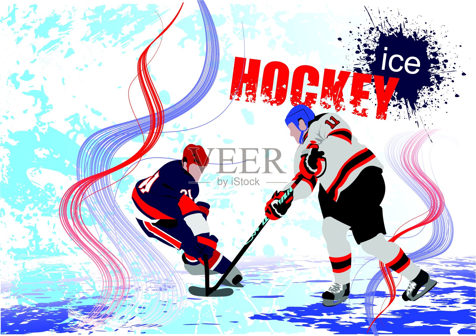冰上曲棍球球员插画图片素材