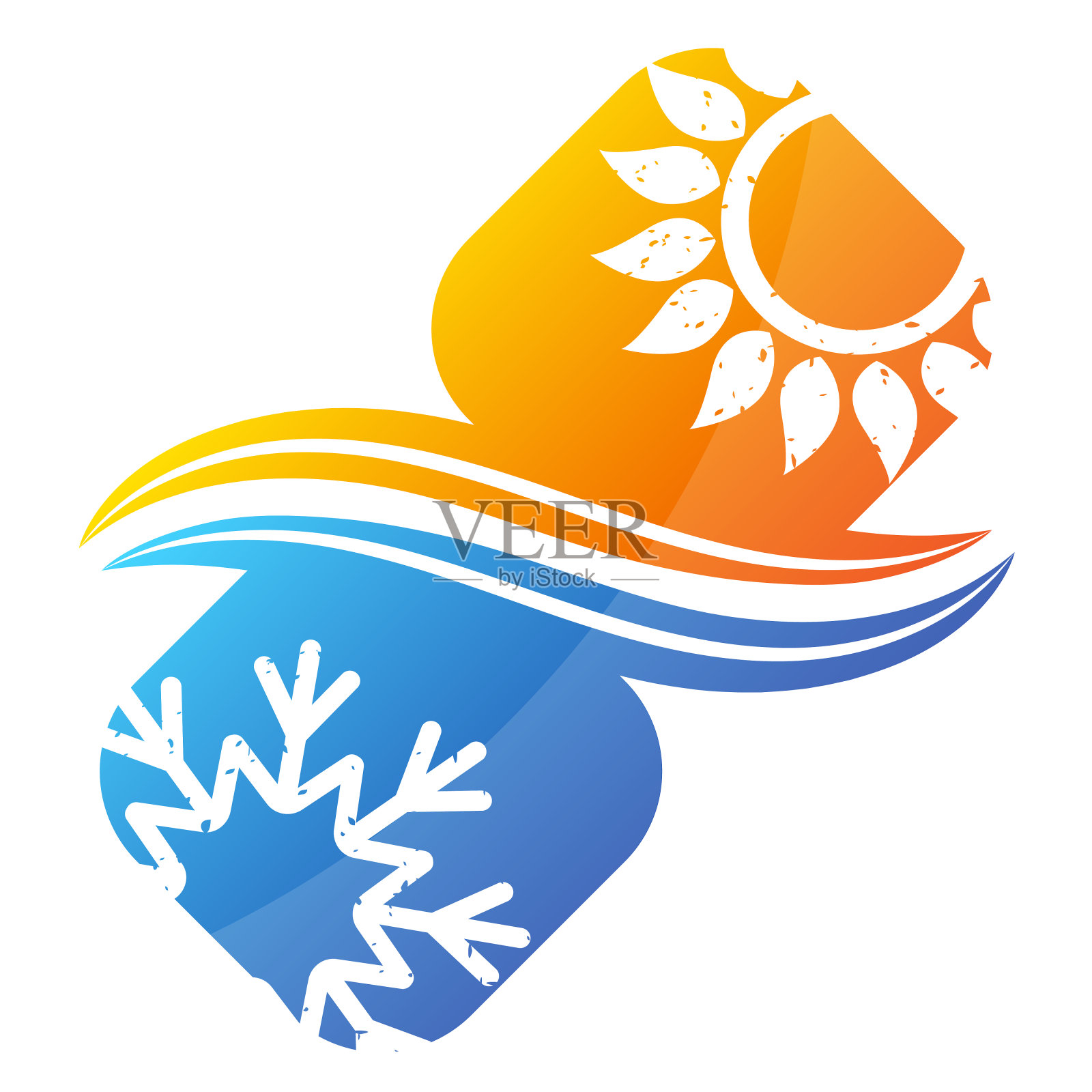 空调雪花和太阳象征着加热冷却设计元素图片