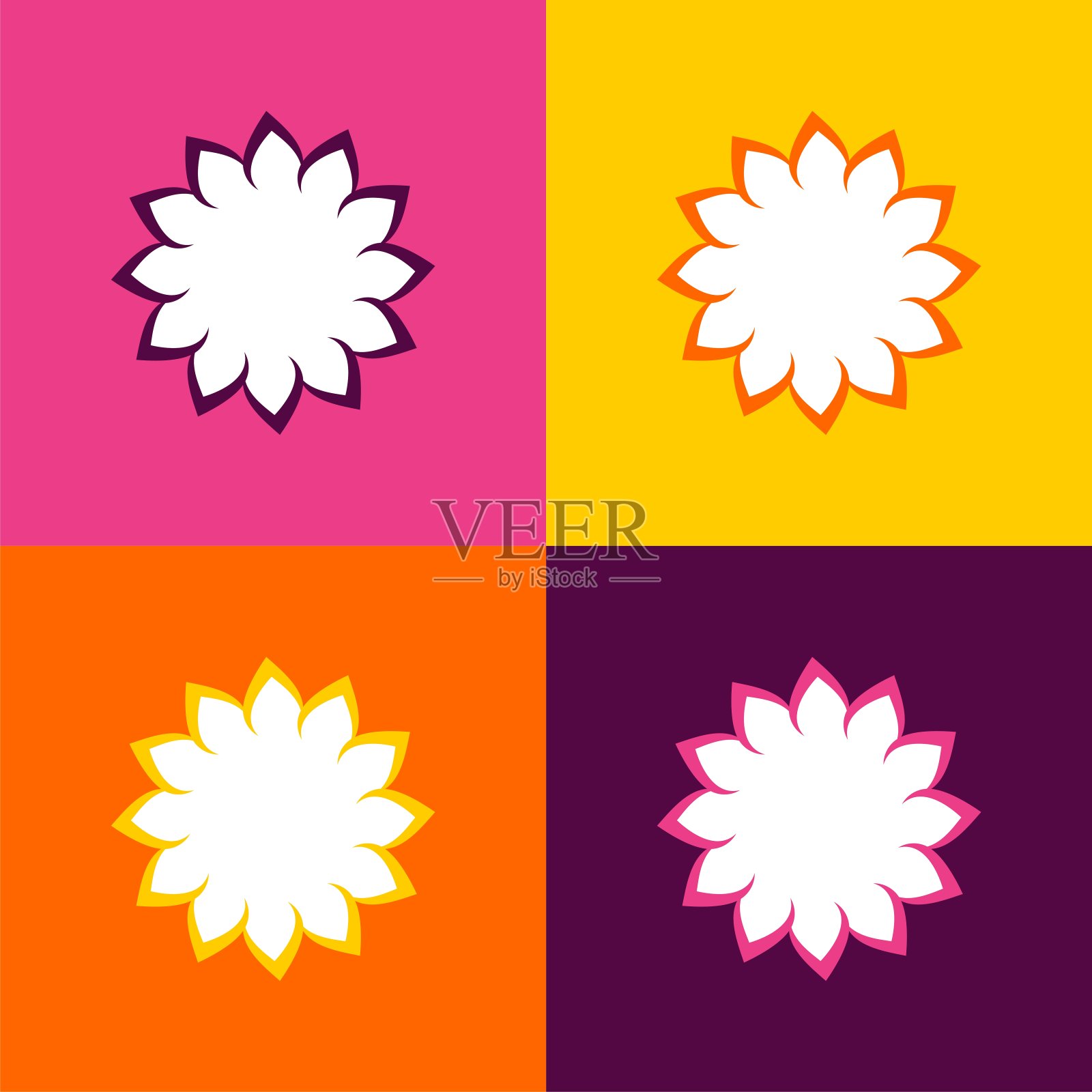 简单的花卉图案标志模板插图设计。向量EPS 10。插画图片素材