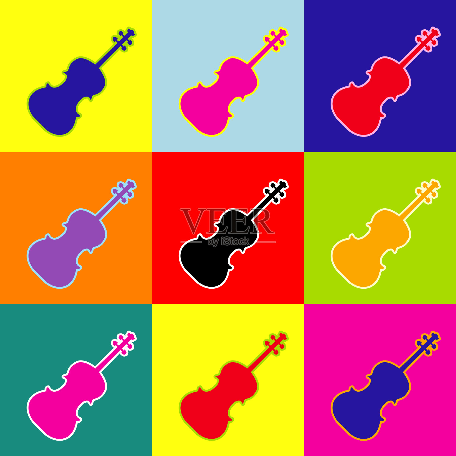 小提琴标志波普风格设计元素图片