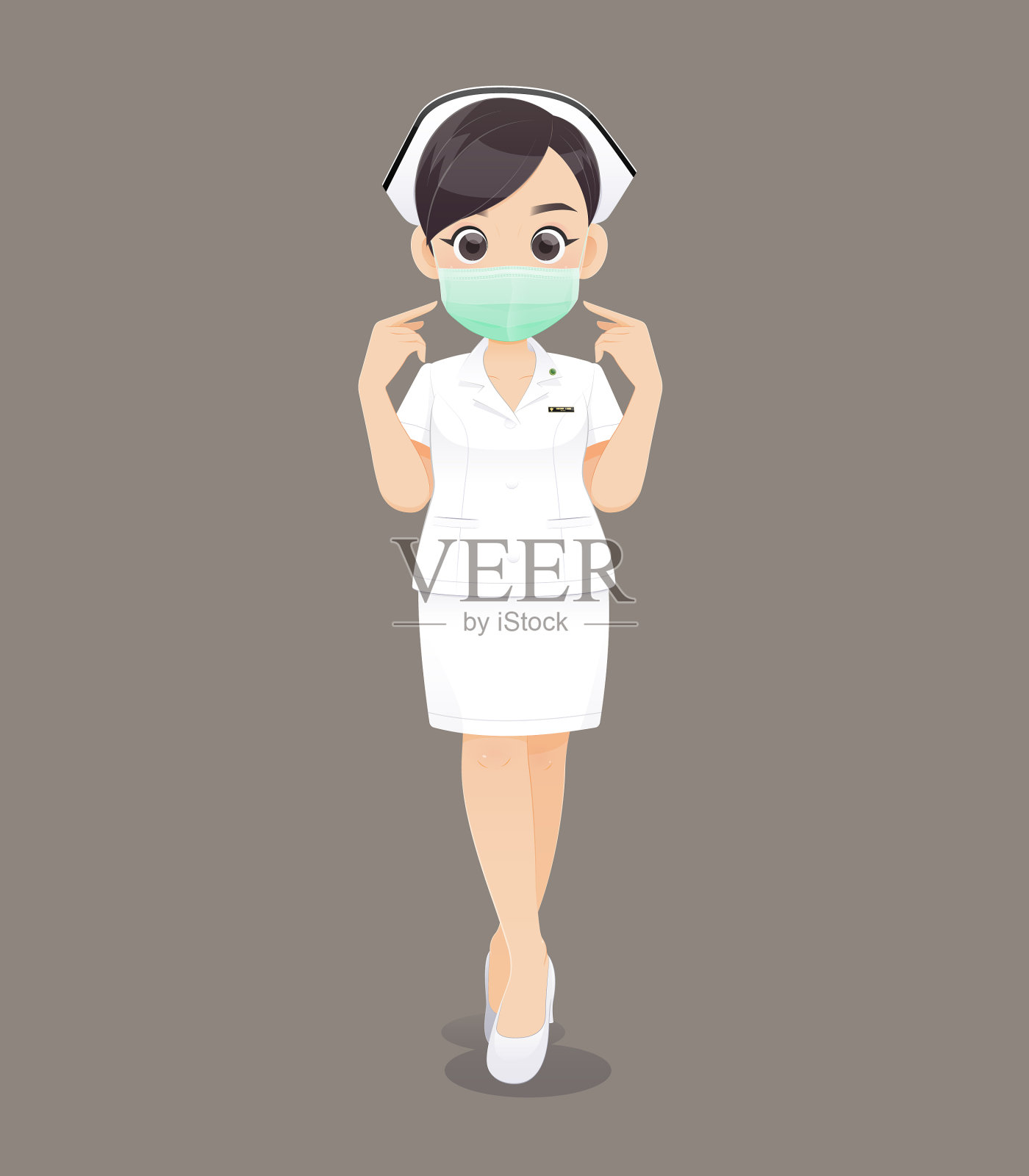 护士戴着防护口罩设计元素图片