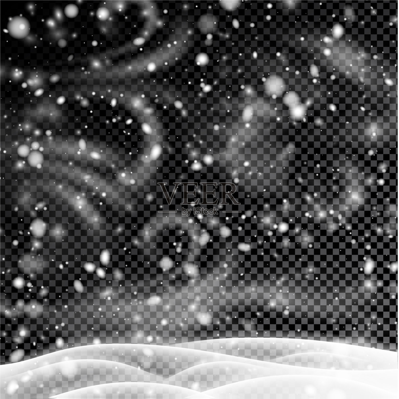 透明的背景与冬季景观雪插画图片素材
