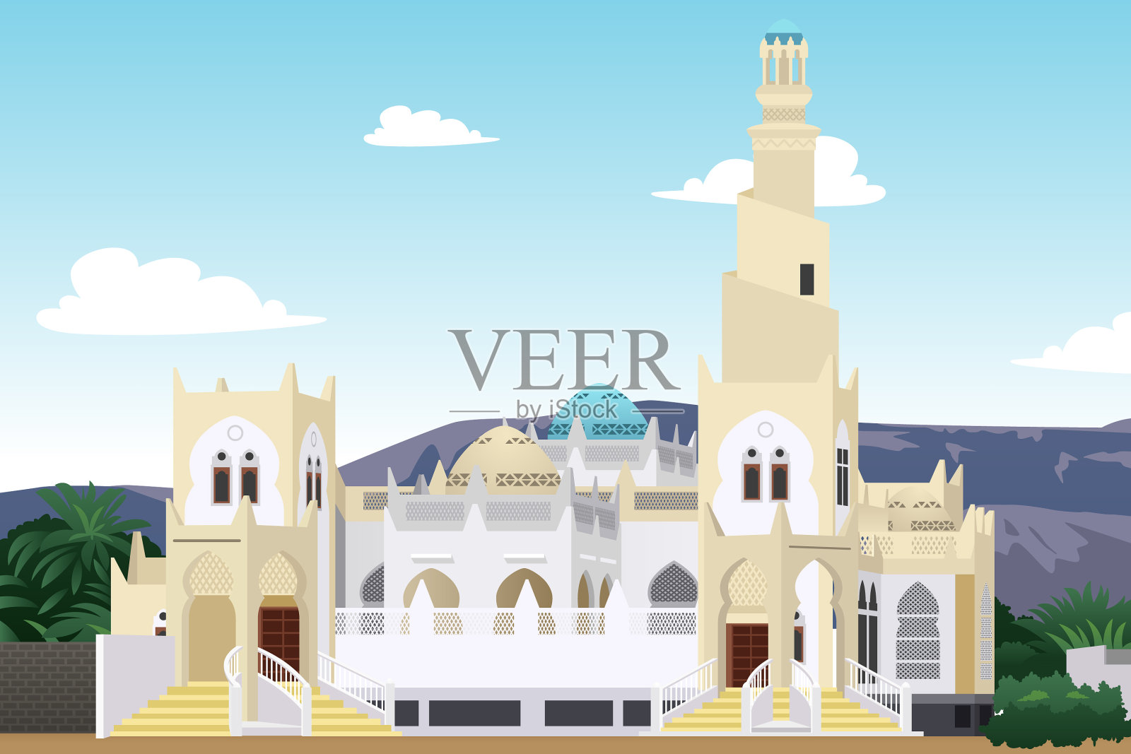 也门的哈德拉毛清真寺插画图片素材