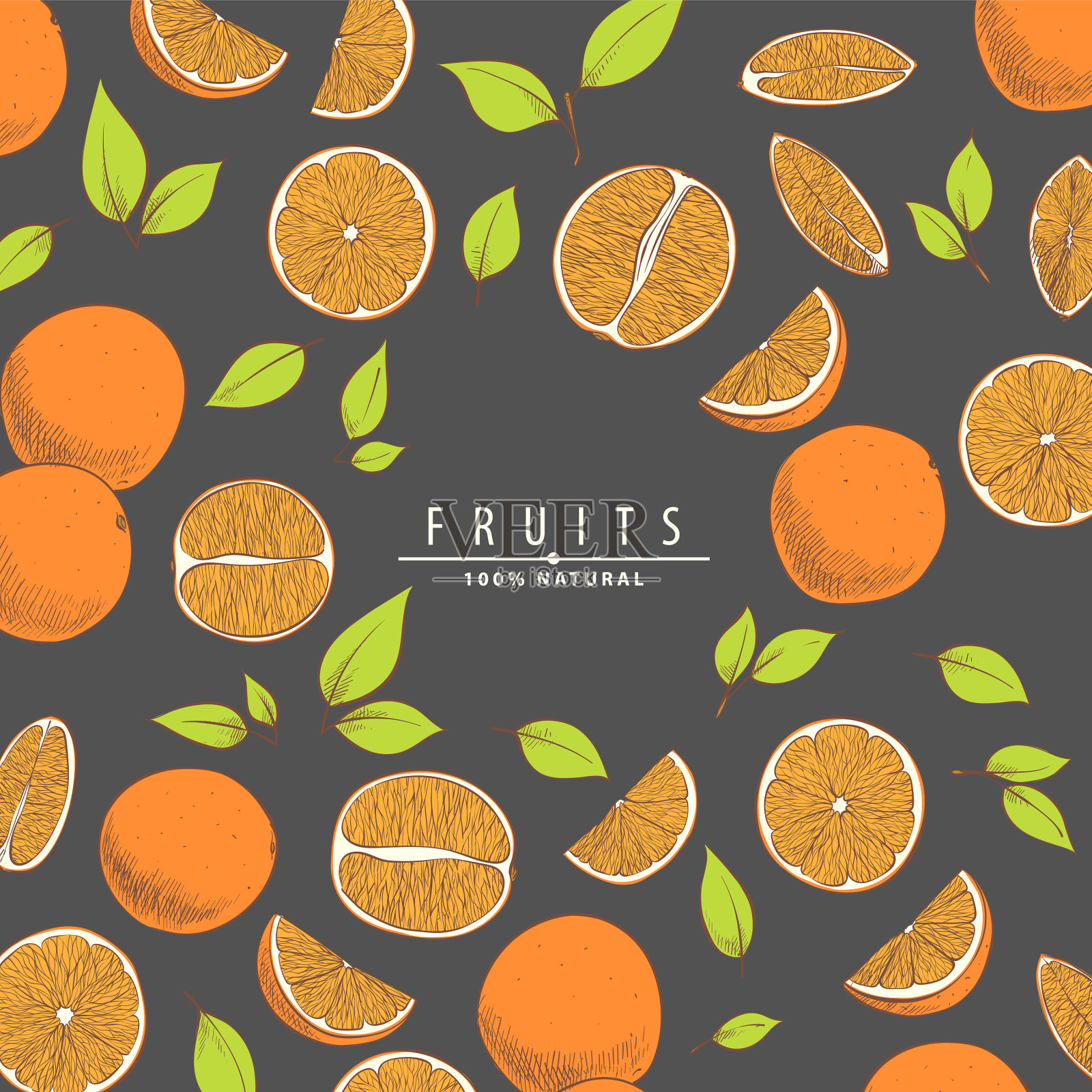 美味的橙子与柠檬插画图片素材