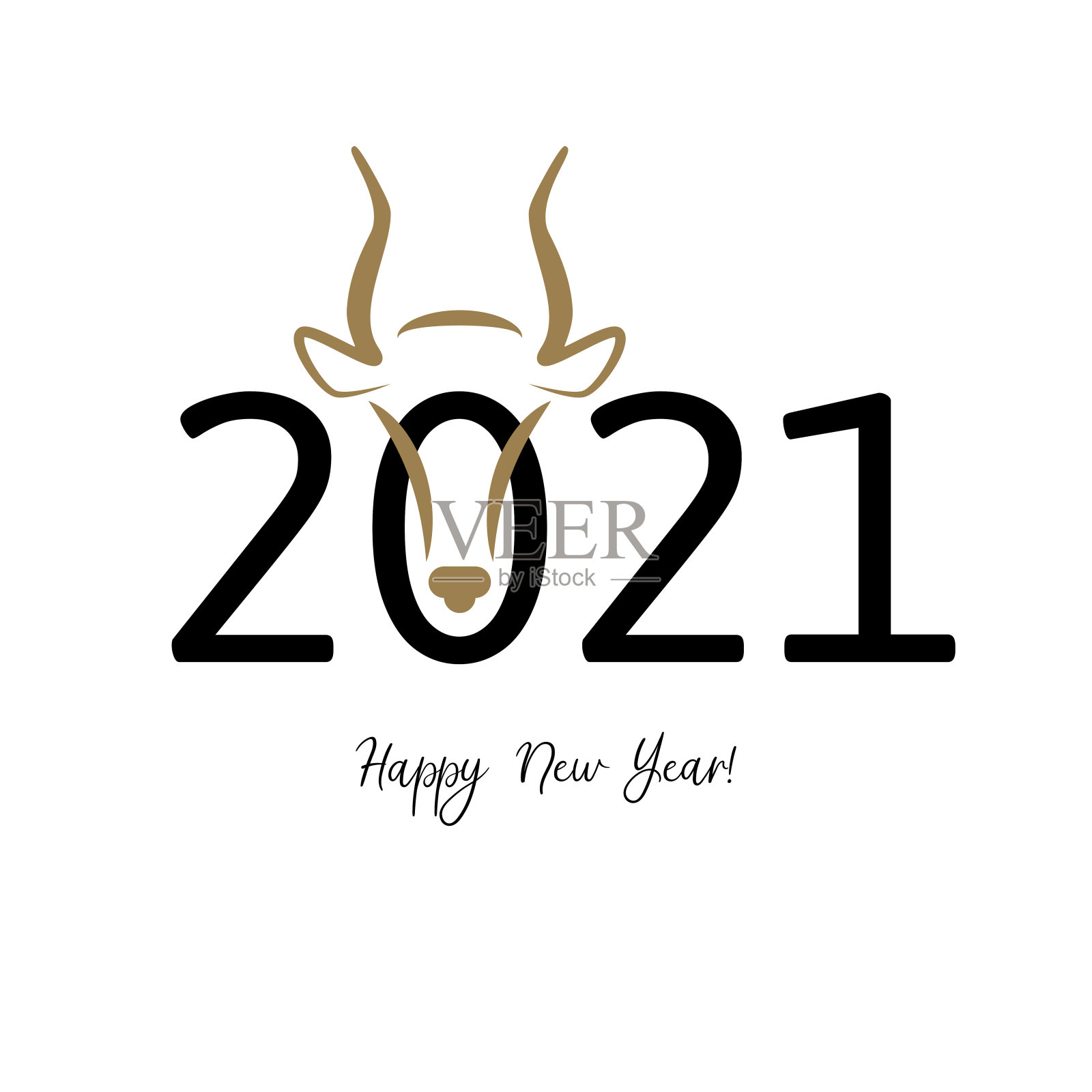 中国新年。2021年新年。金牛星座。2021年设计。新年的象征。2021标志设计。中国的金牛与2021年。平面的极简矢量插图。牛的星座符号插画图片素材