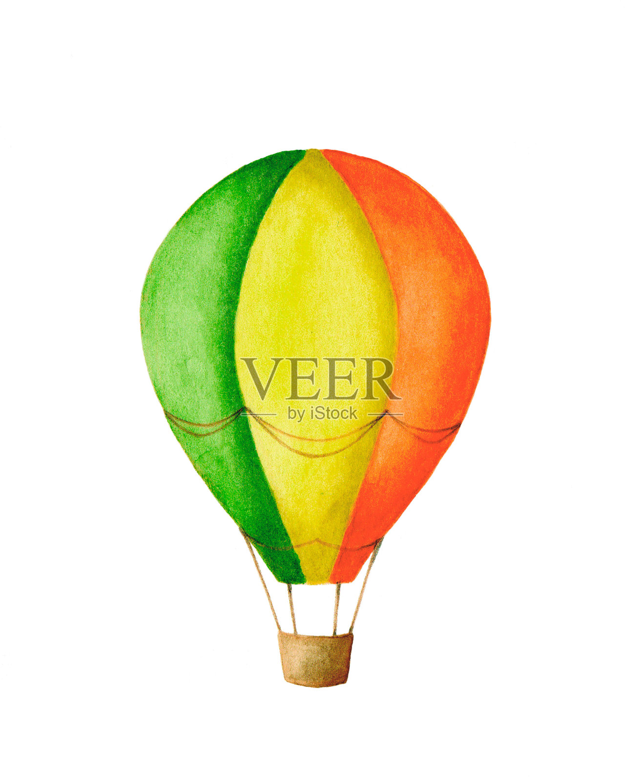彩色的热气球孤立在白色的背景插画图片素材