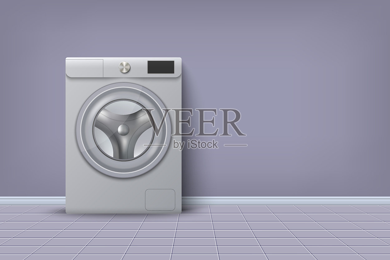 现实的现代洗衣机插画图片素材