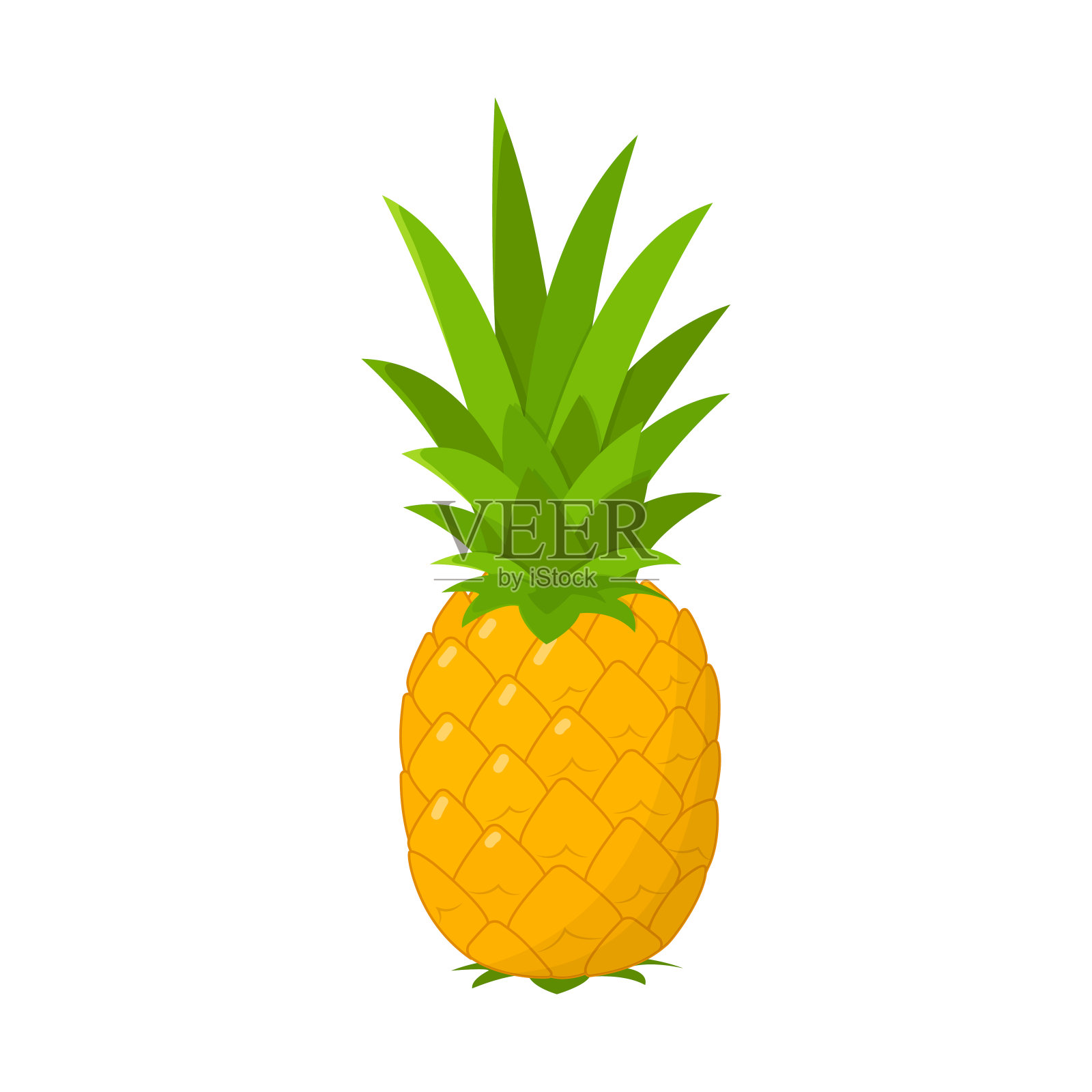 扁平设计的新鲜菠萝水果设计元素图片