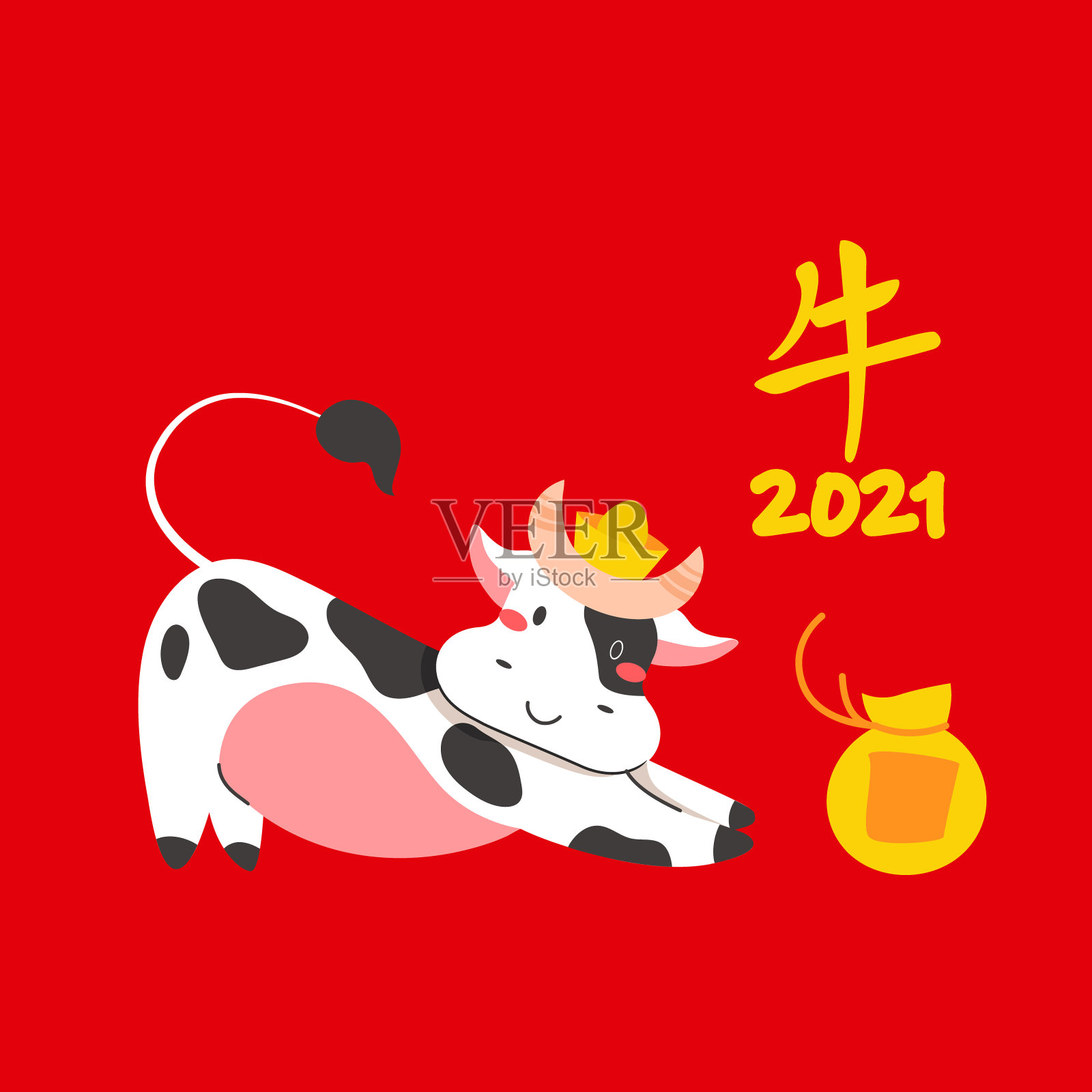 中国的白牛年插画图片素材