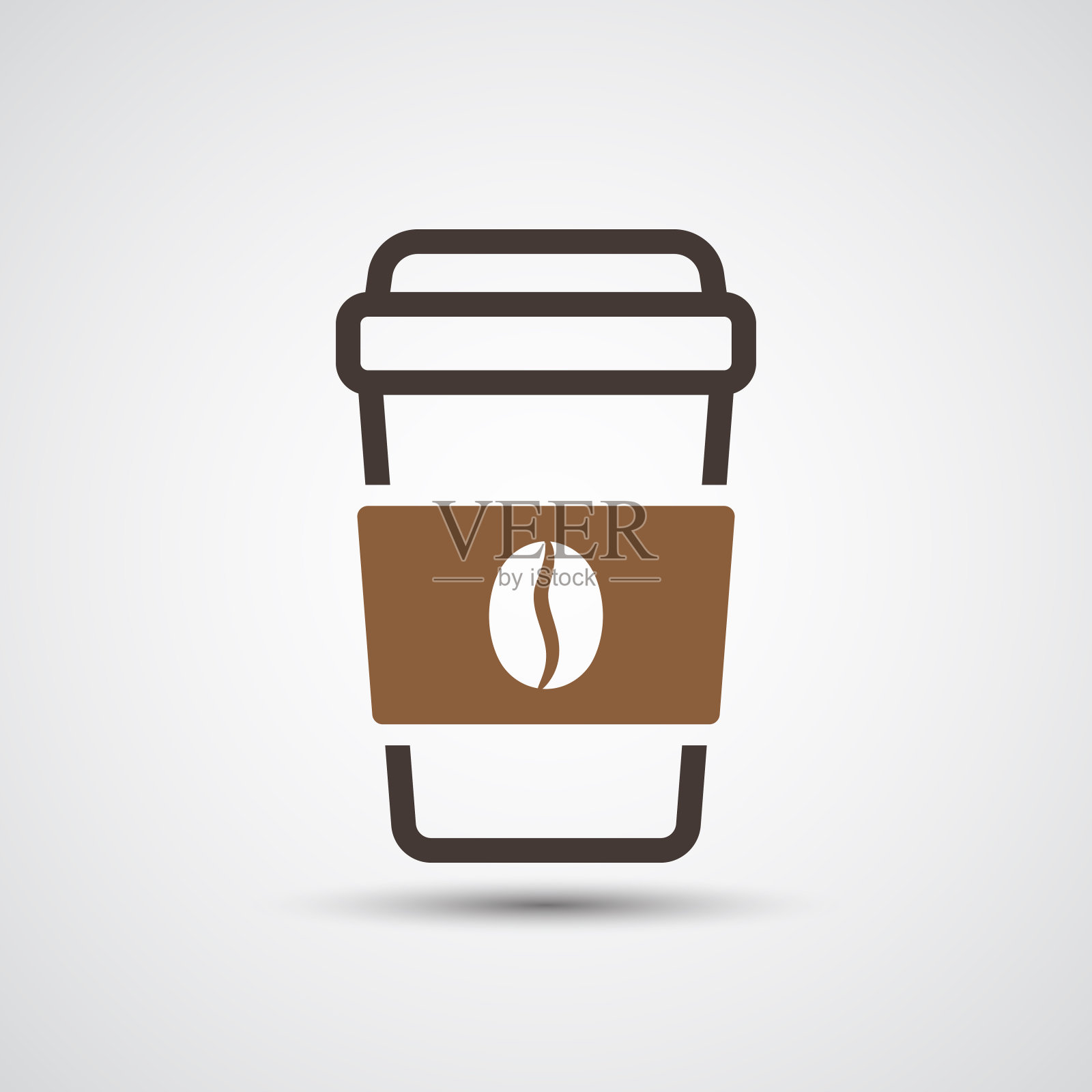 一次性咖啡杯的图标与咖啡豆的标志插画图片素材
