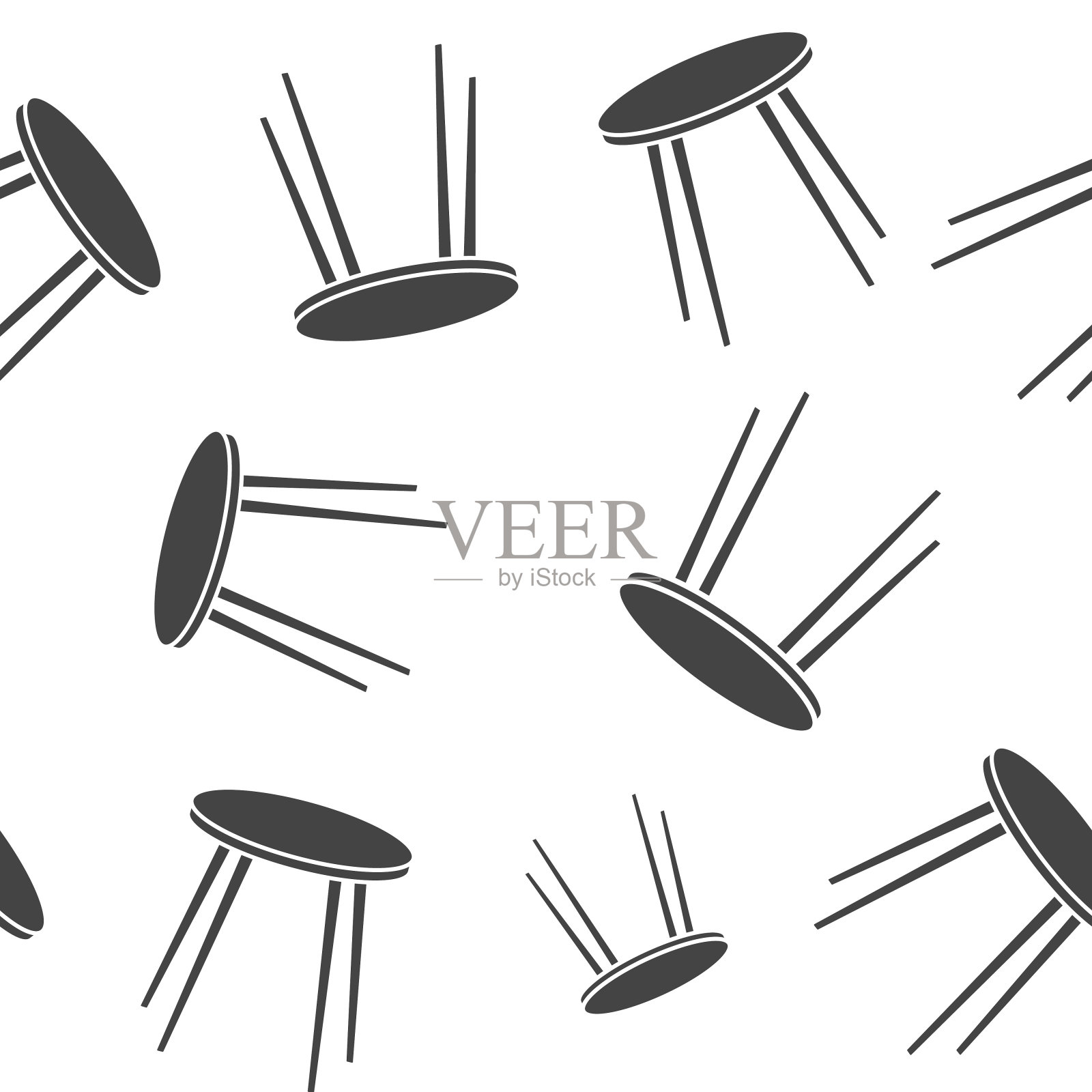 向量图像图标凳子。椅子图标无缝模式上的白色背景。插画图片素材