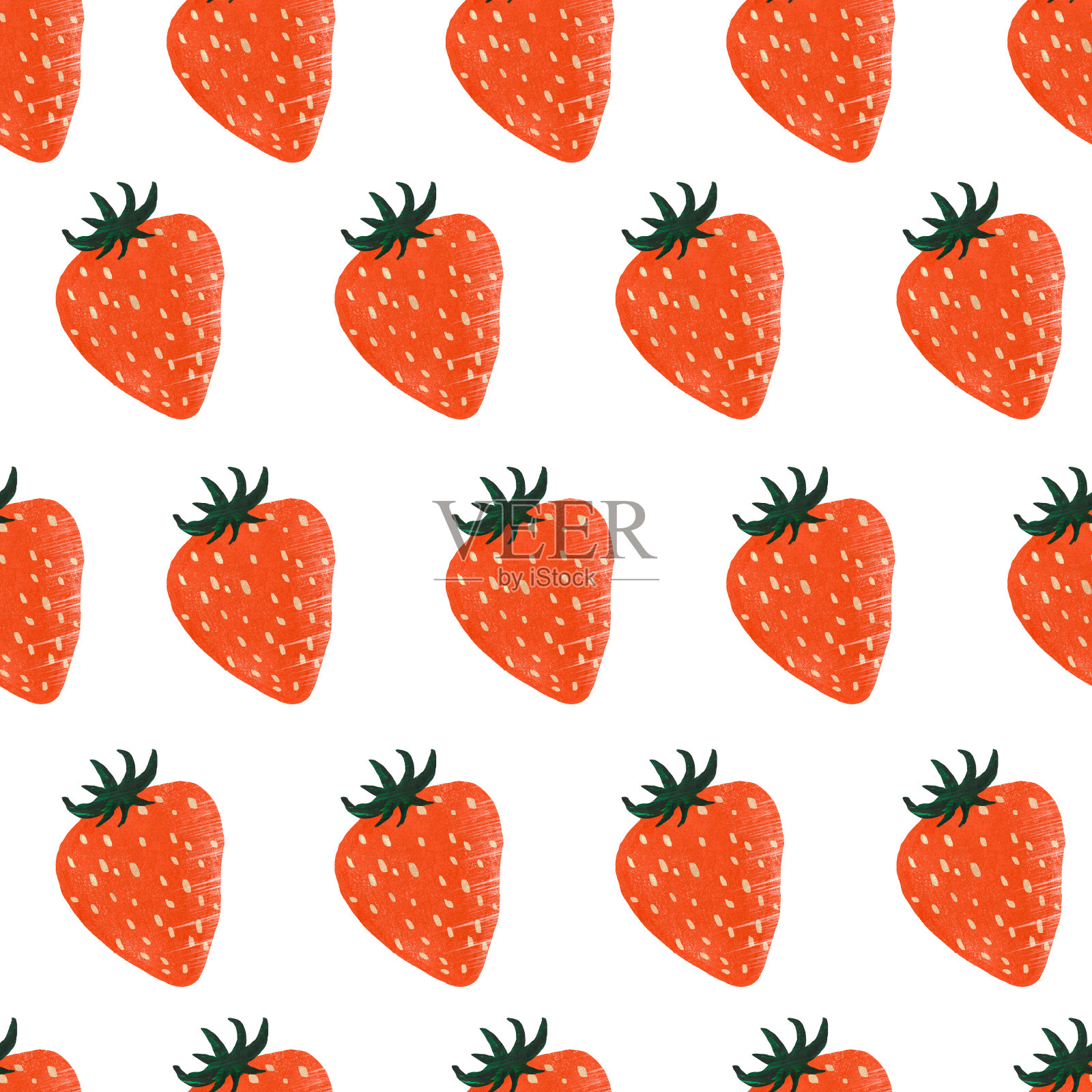 纹理手绘草莓无缝重复图案插画图片素材