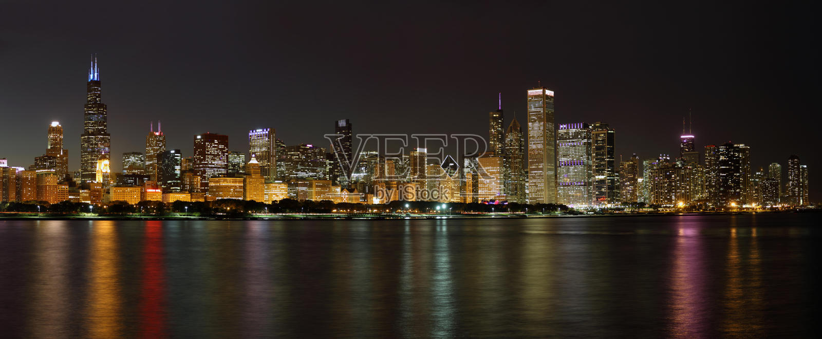 芝加哥夜景照片摄影图片