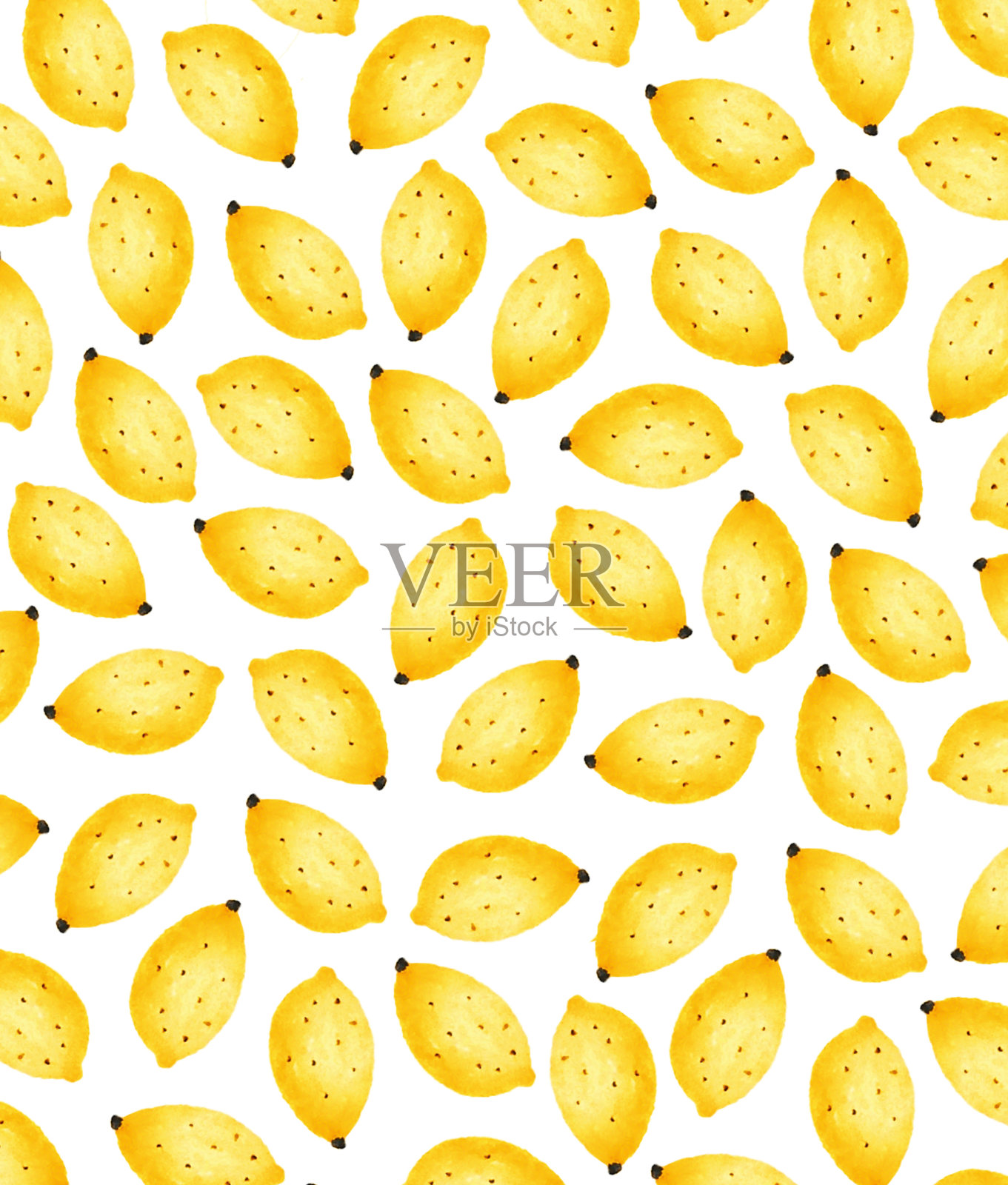 手绘柠檬图案插图。新鲜柠檬的背景。柠檬壁纸插画图片素材