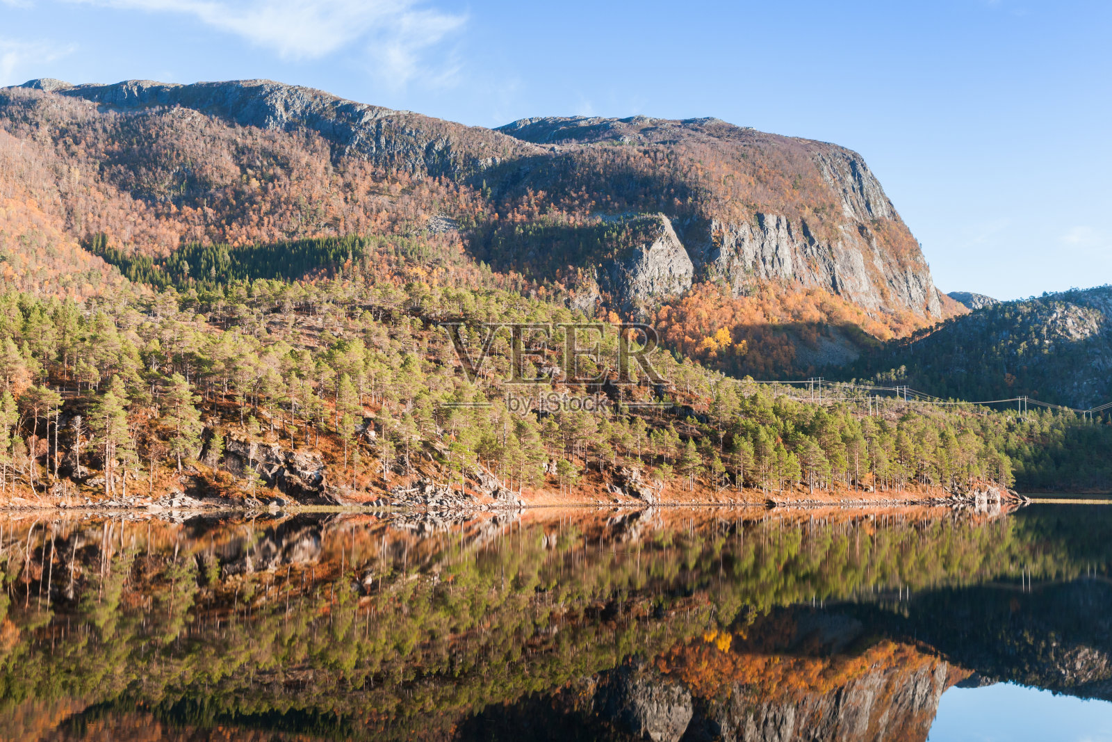 野生的挪威风景与静止的湖照片摄影图片