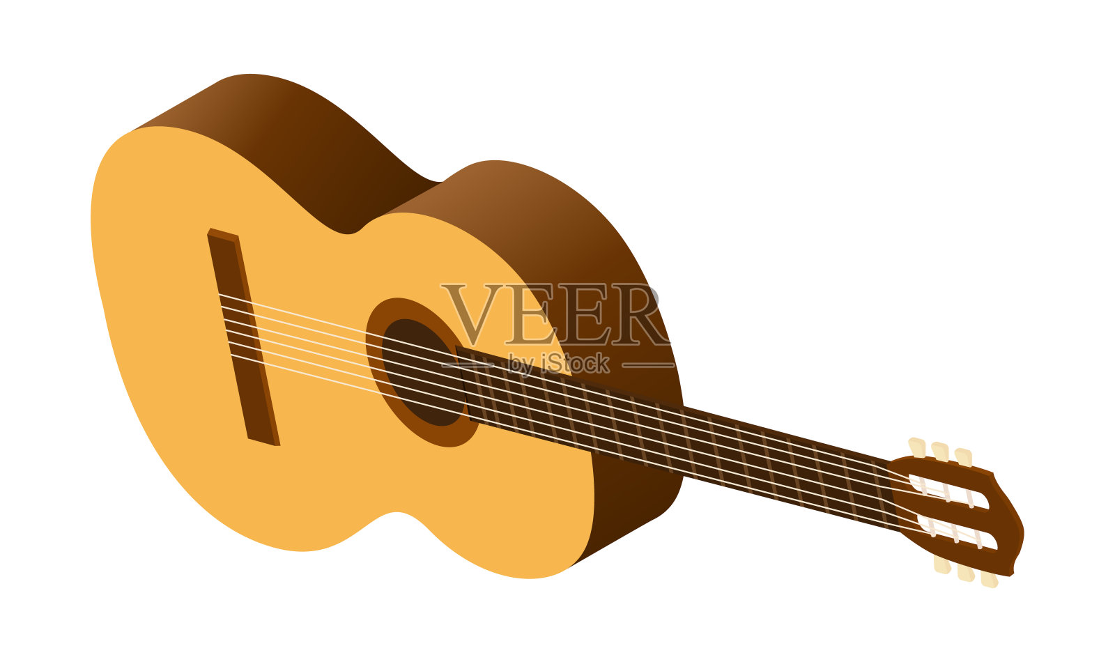 等距古典吉他图标上的白色设计元素图片