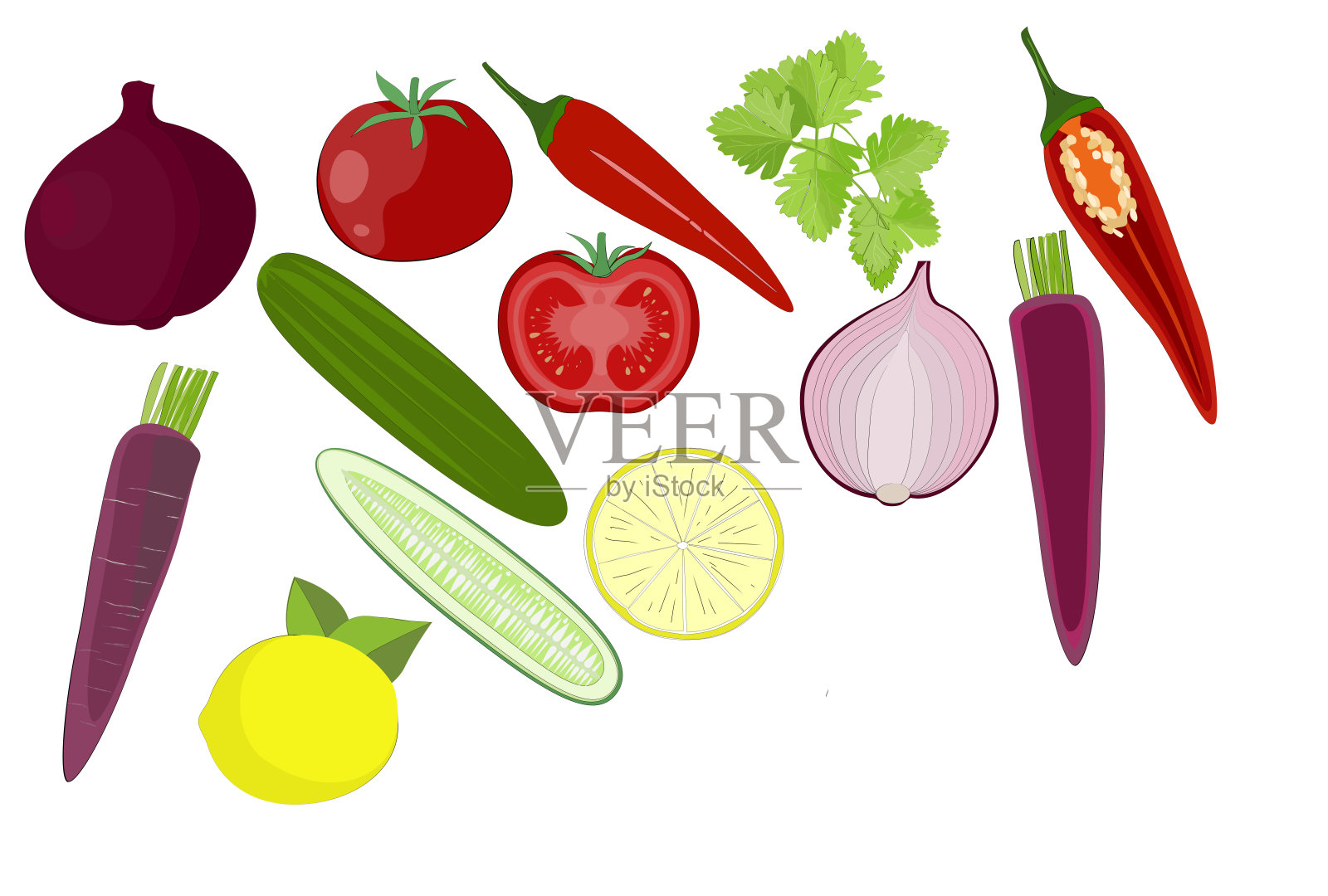 白色背景上的蔬菜。插画图片素材
