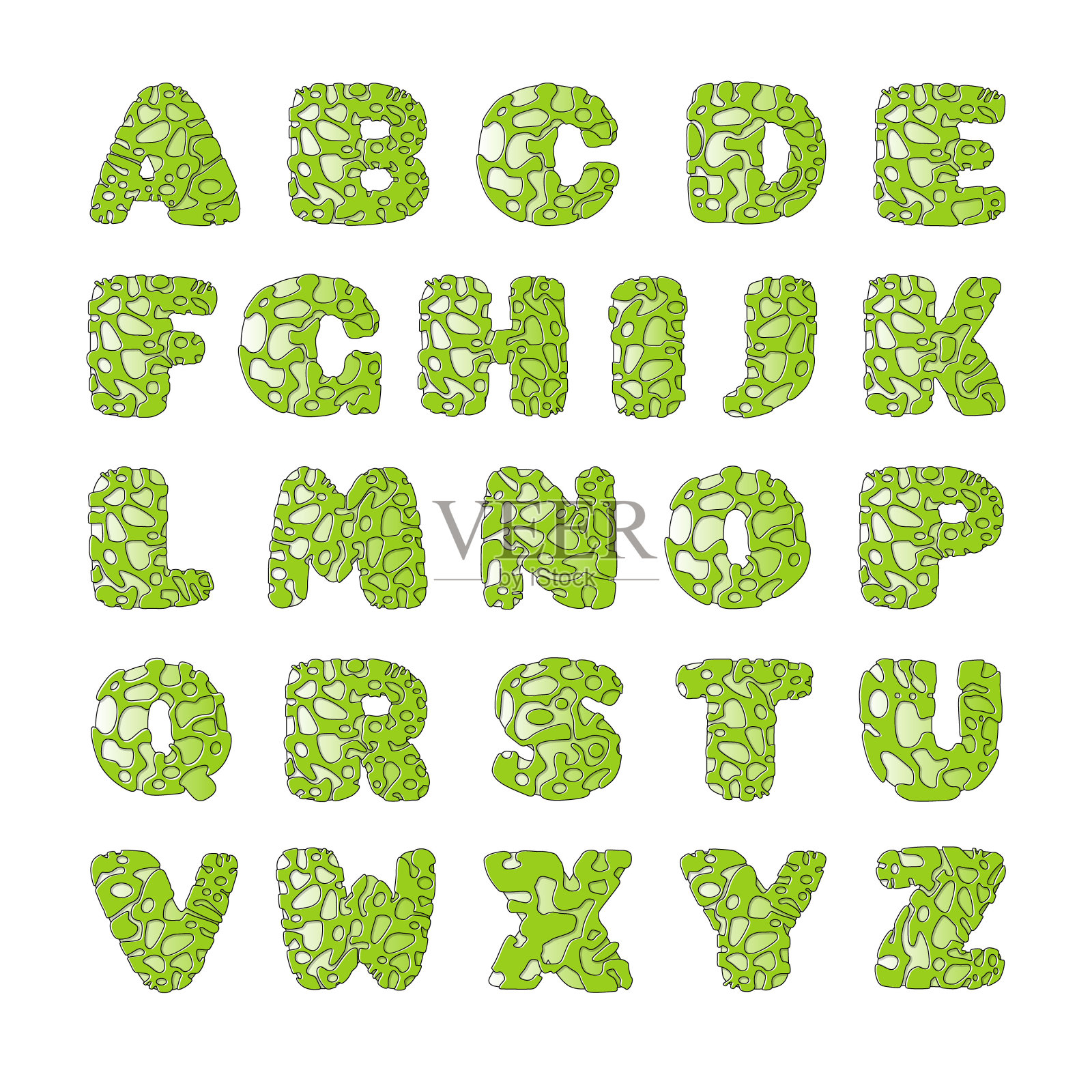 绿色字体，有看起来像黏液一样的洞。设计元素图片