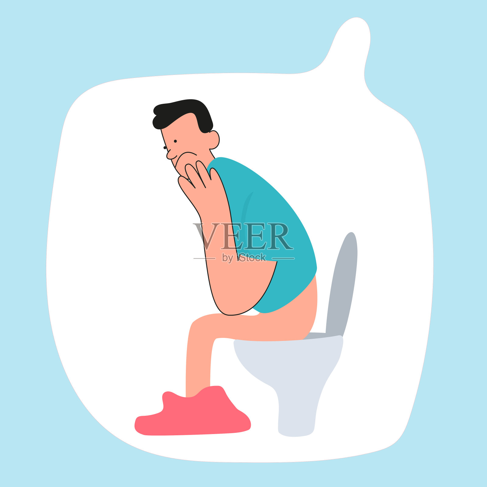 一个人在厕所排便的问题。胃肠病学的海报插画图片素材