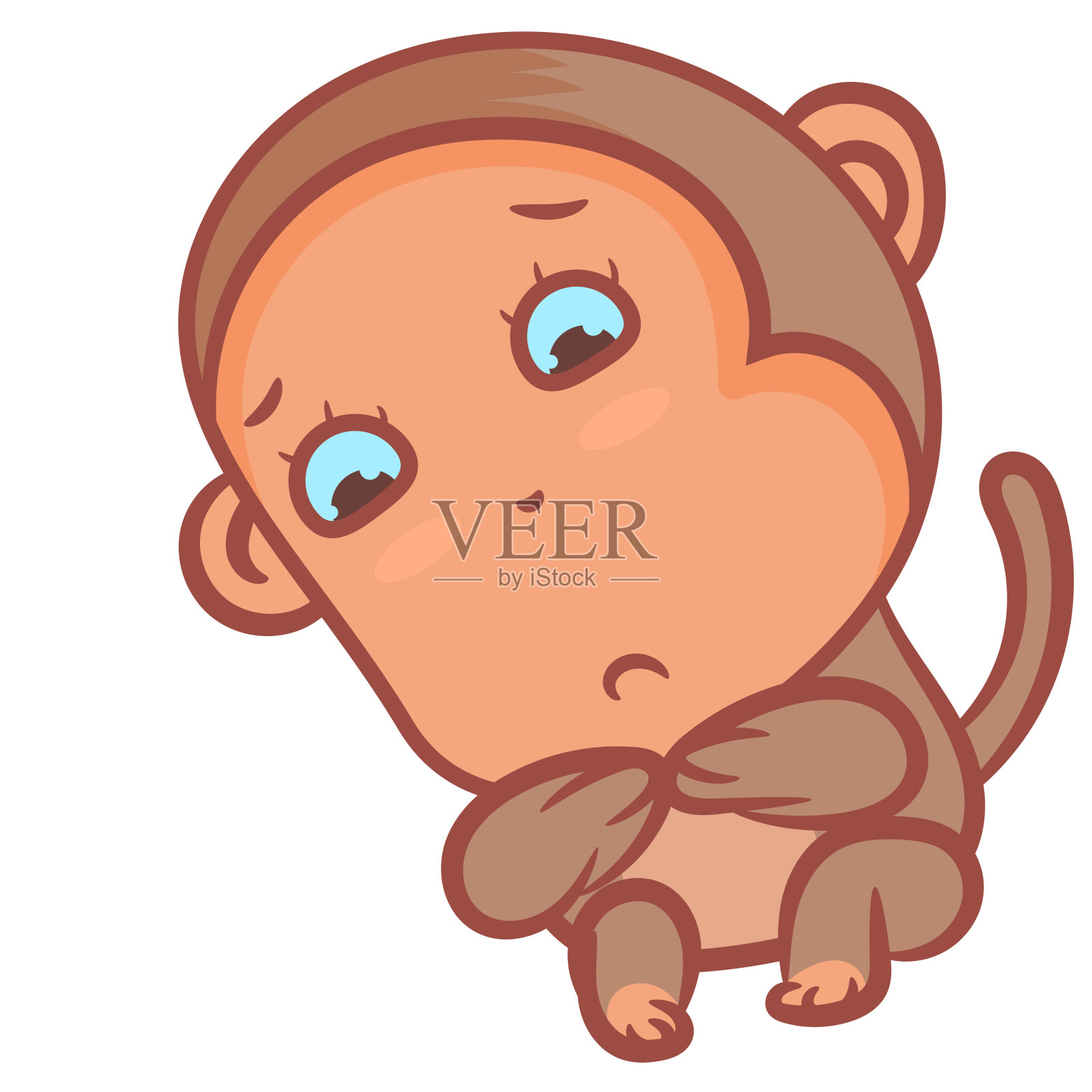 忧伤的棕色小猴子设计元素图片