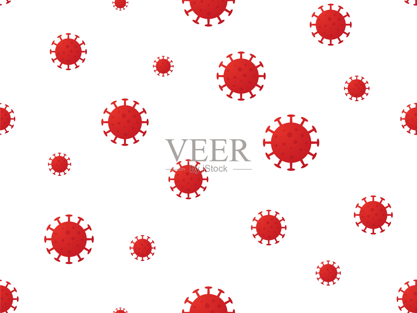 无缝背景与冠状图案病毒COVID-19红色图标在太空插画图片素材