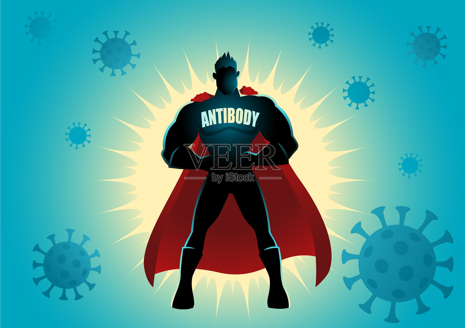 超级英雄是病毒的抗体插画图片素材