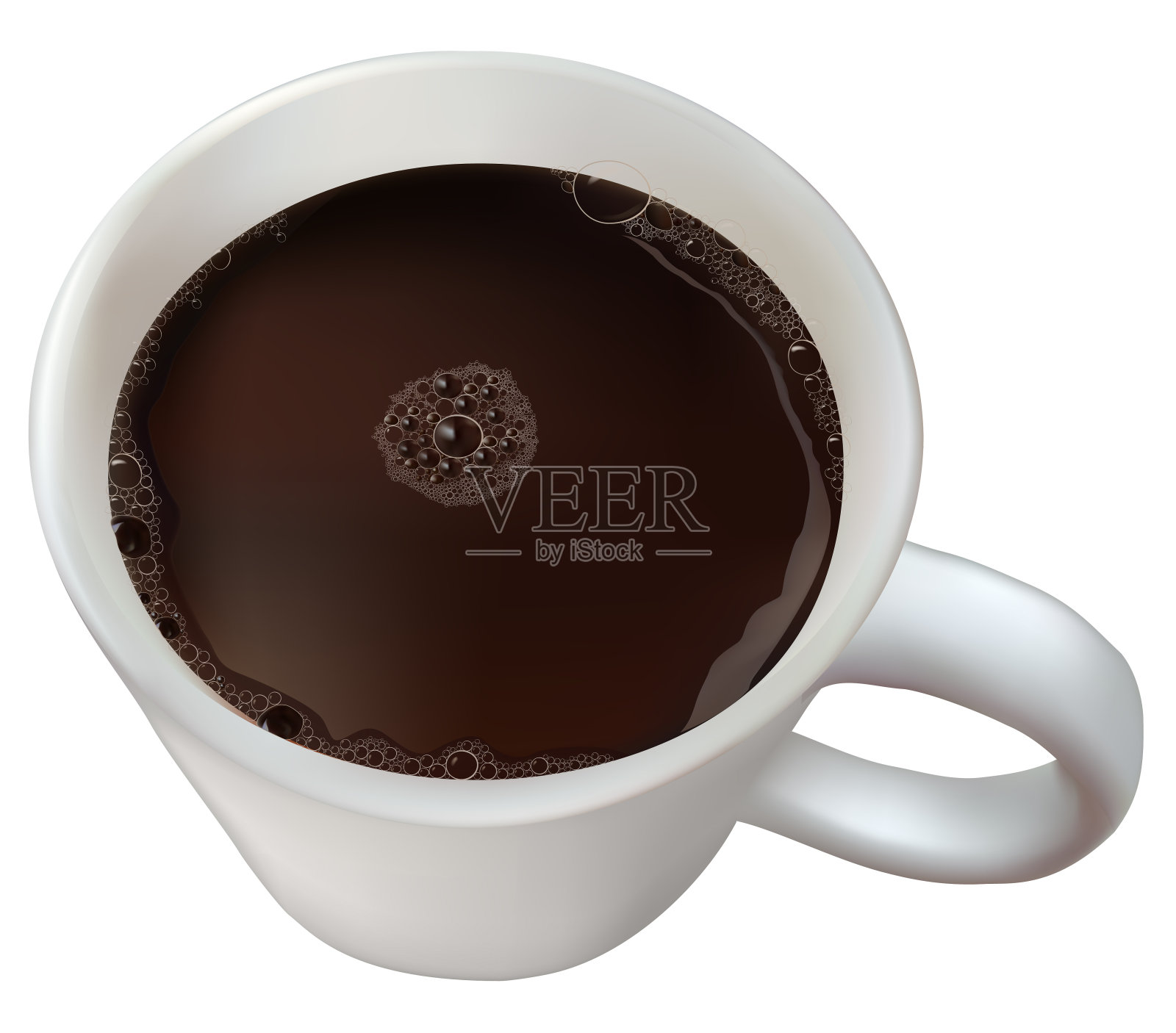 现实的咖啡杯。热巧克力泡沫设计元素图片