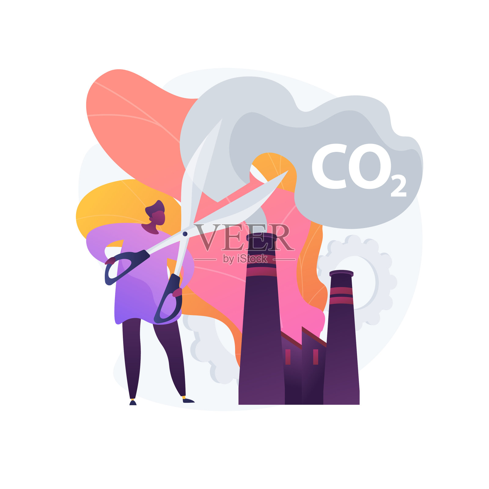 二氧化碳排放概念隐喻设计元素图片