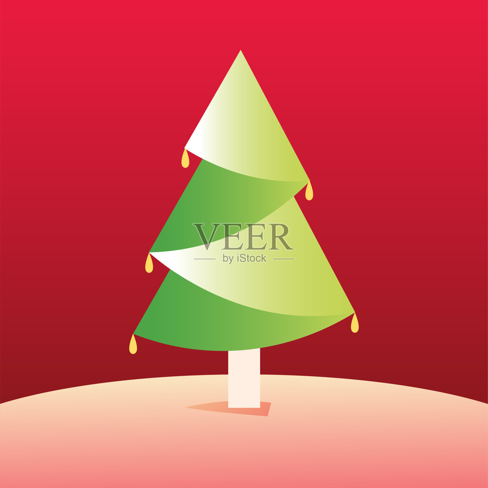绿色圣诞树。杉树、松树平面矢量设计。插画图片素材