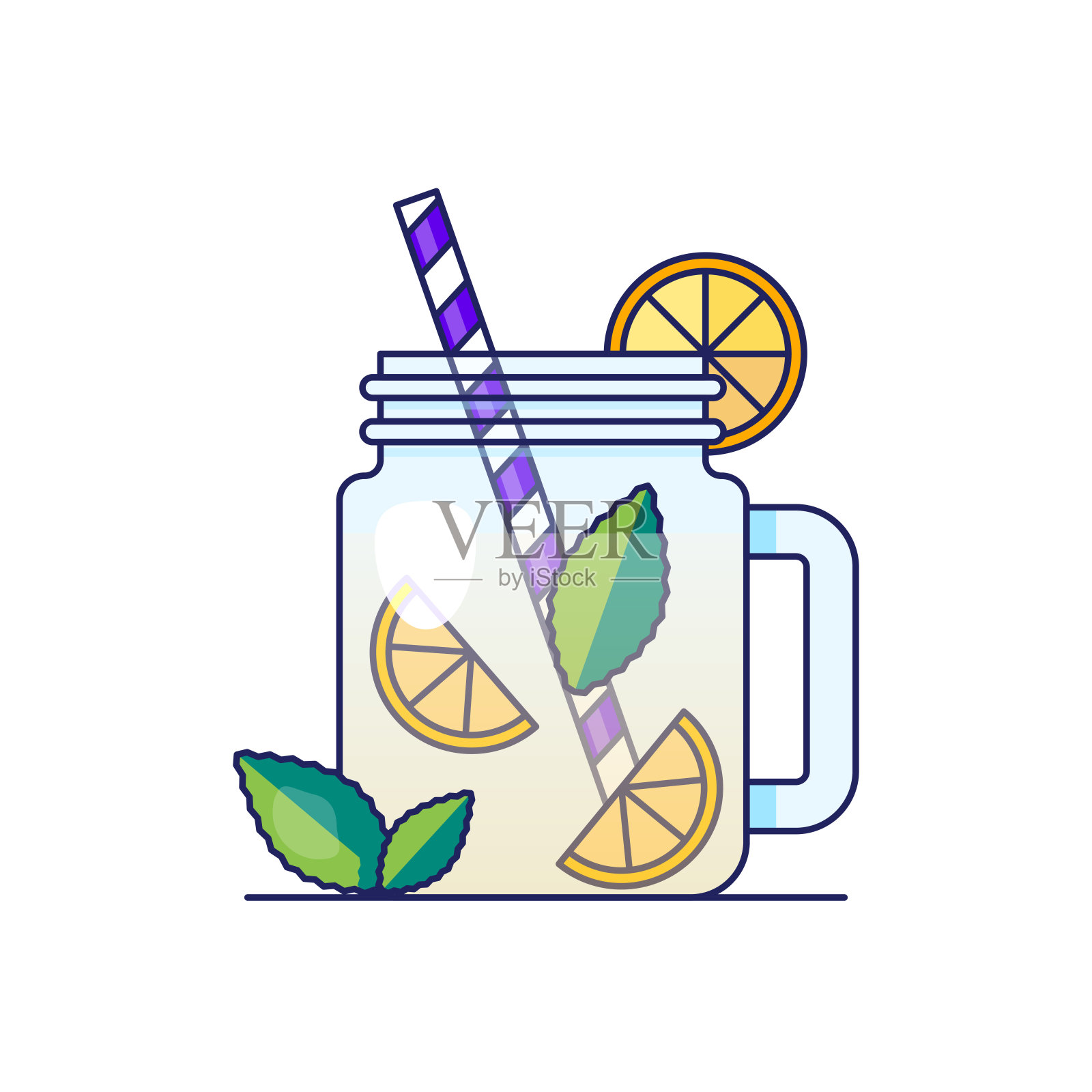 柠檬水系列风格图标插画图片素材