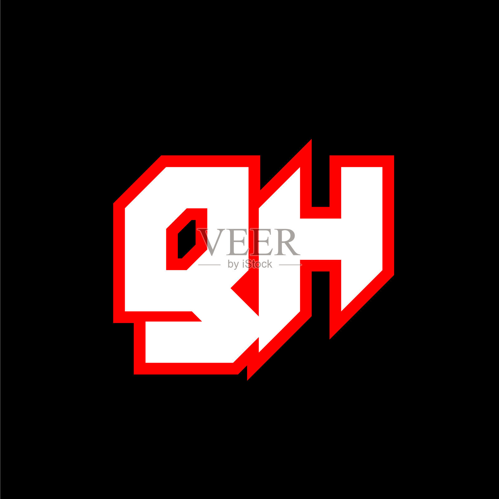 Gh标志设计初始Gh字母设计插画图片素材