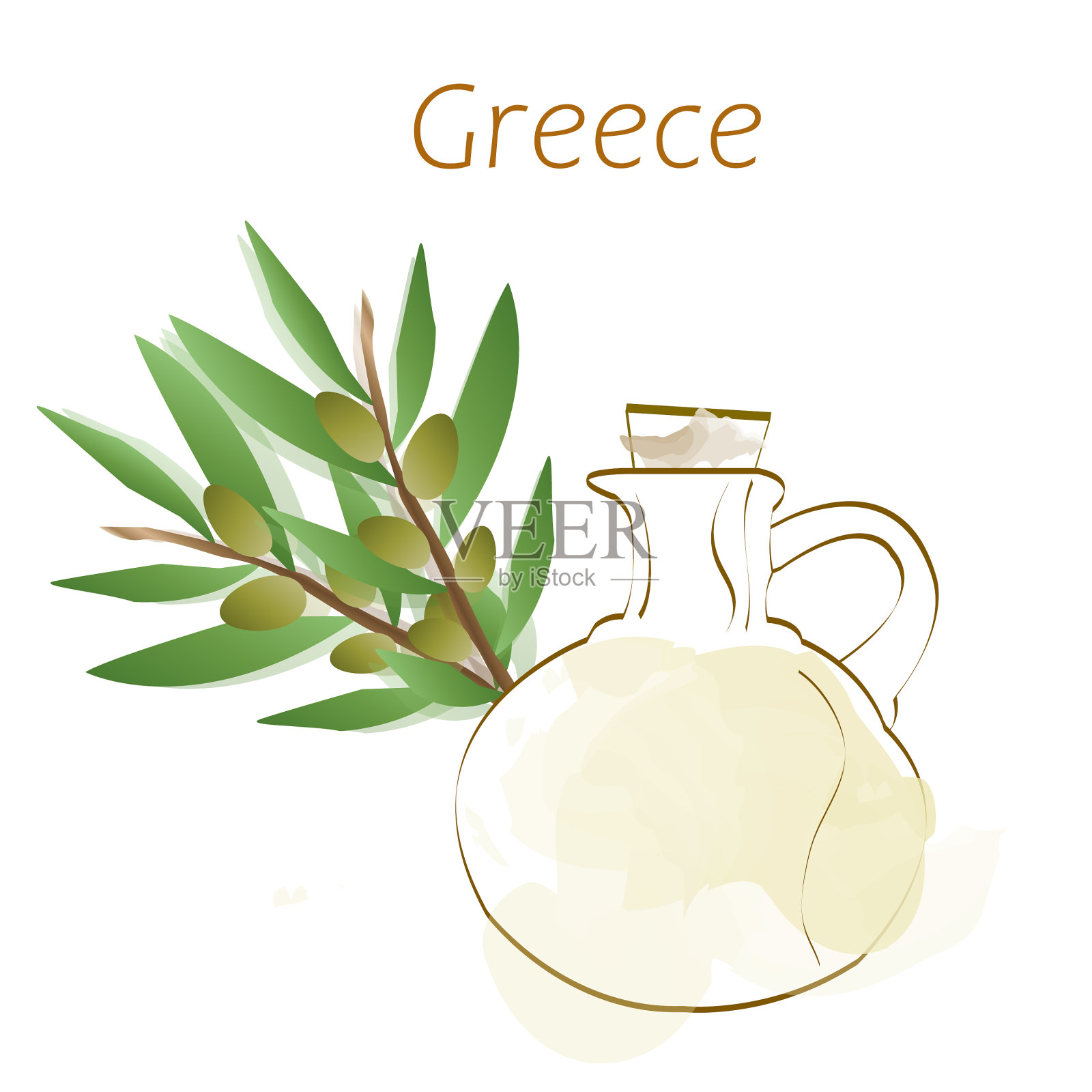 传统希腊橄榄油插画图片素材