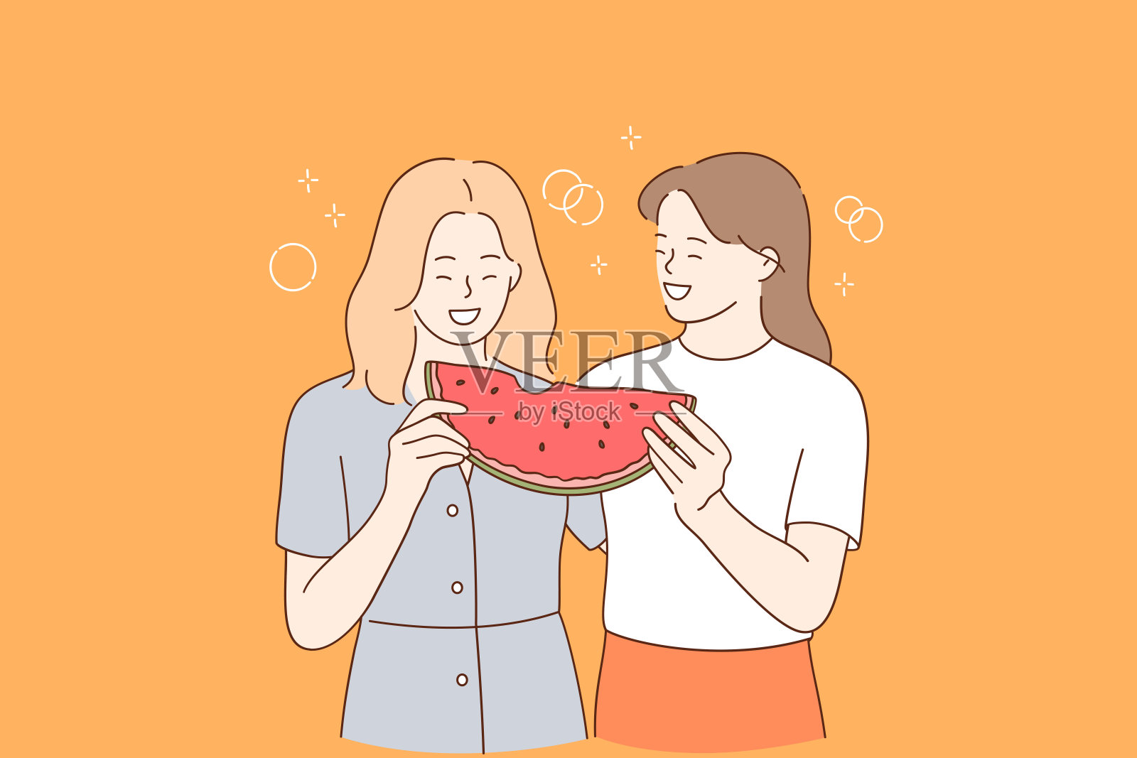 健康饮食和友谊理念插画图片素材