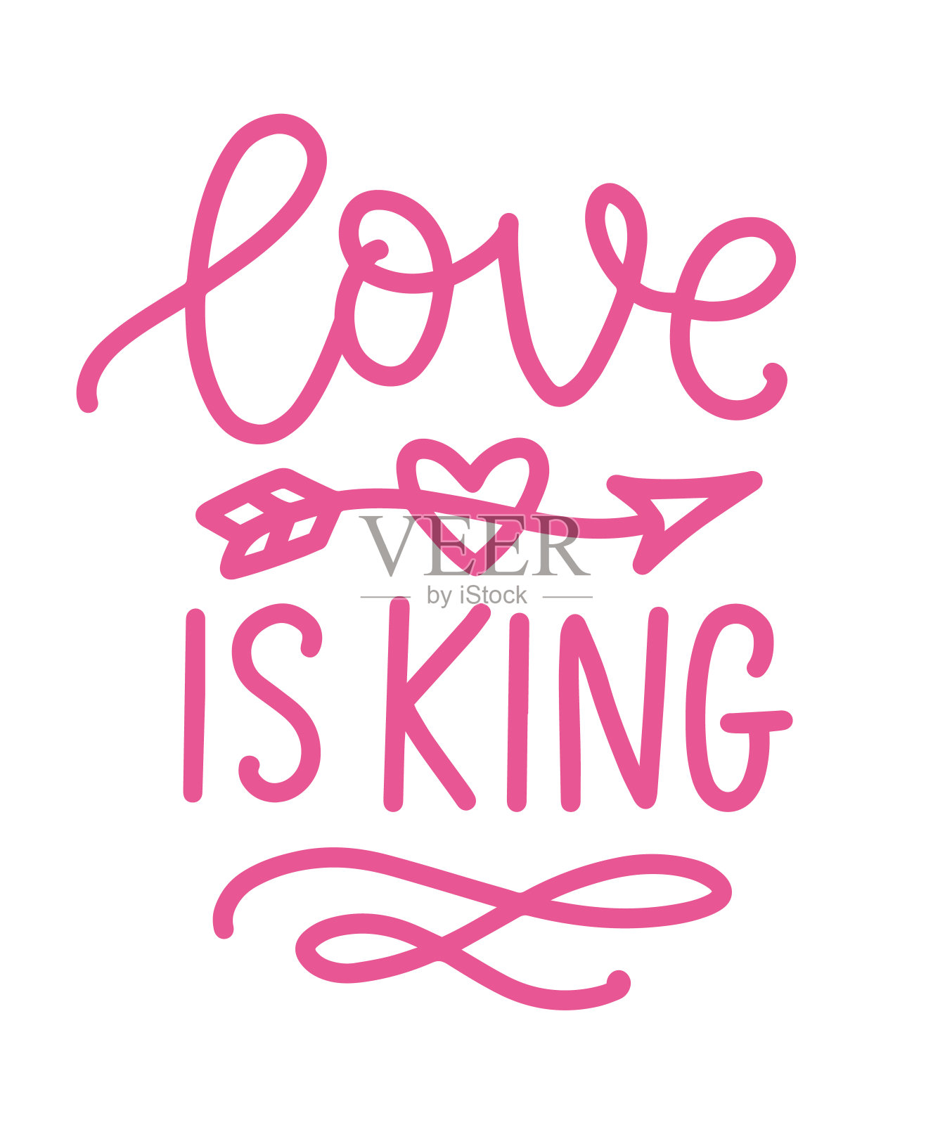 爱情是国王。手写的文字插画图片素材